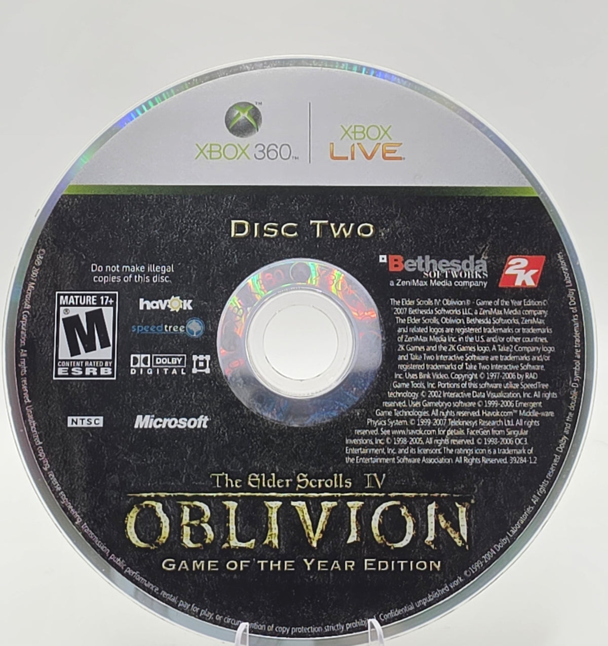 The Elder Scrolls IV Oblivion Game of the Year Edition Xbox 360 Disc Only Tested