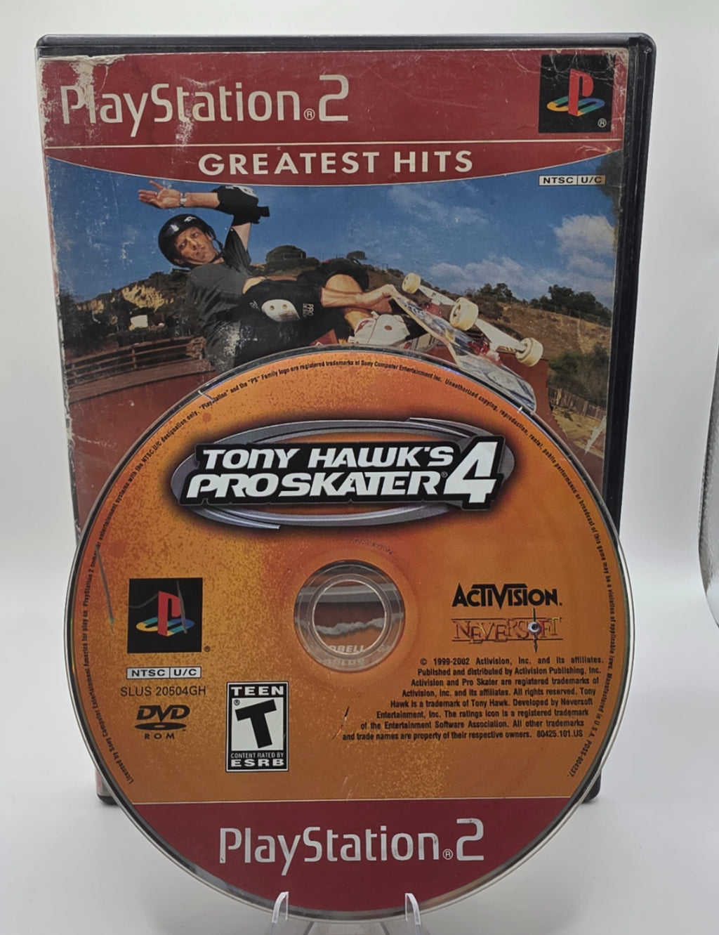 Tony Hawk's Pro Skater 4 PS2 Case and Disc water damage