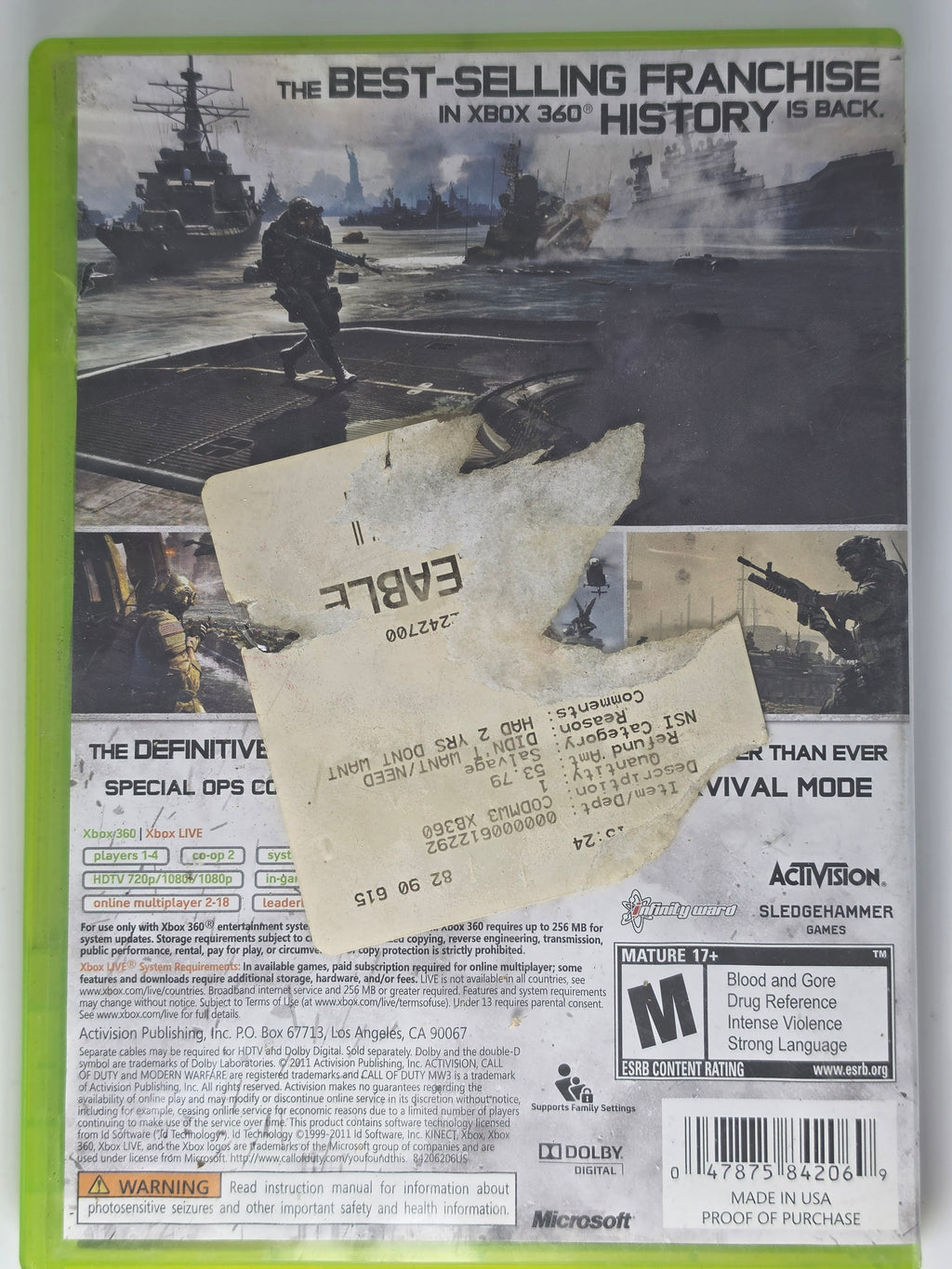 Call of Duty MW3 Xbox 360 CIB Complete Case Manual Disc