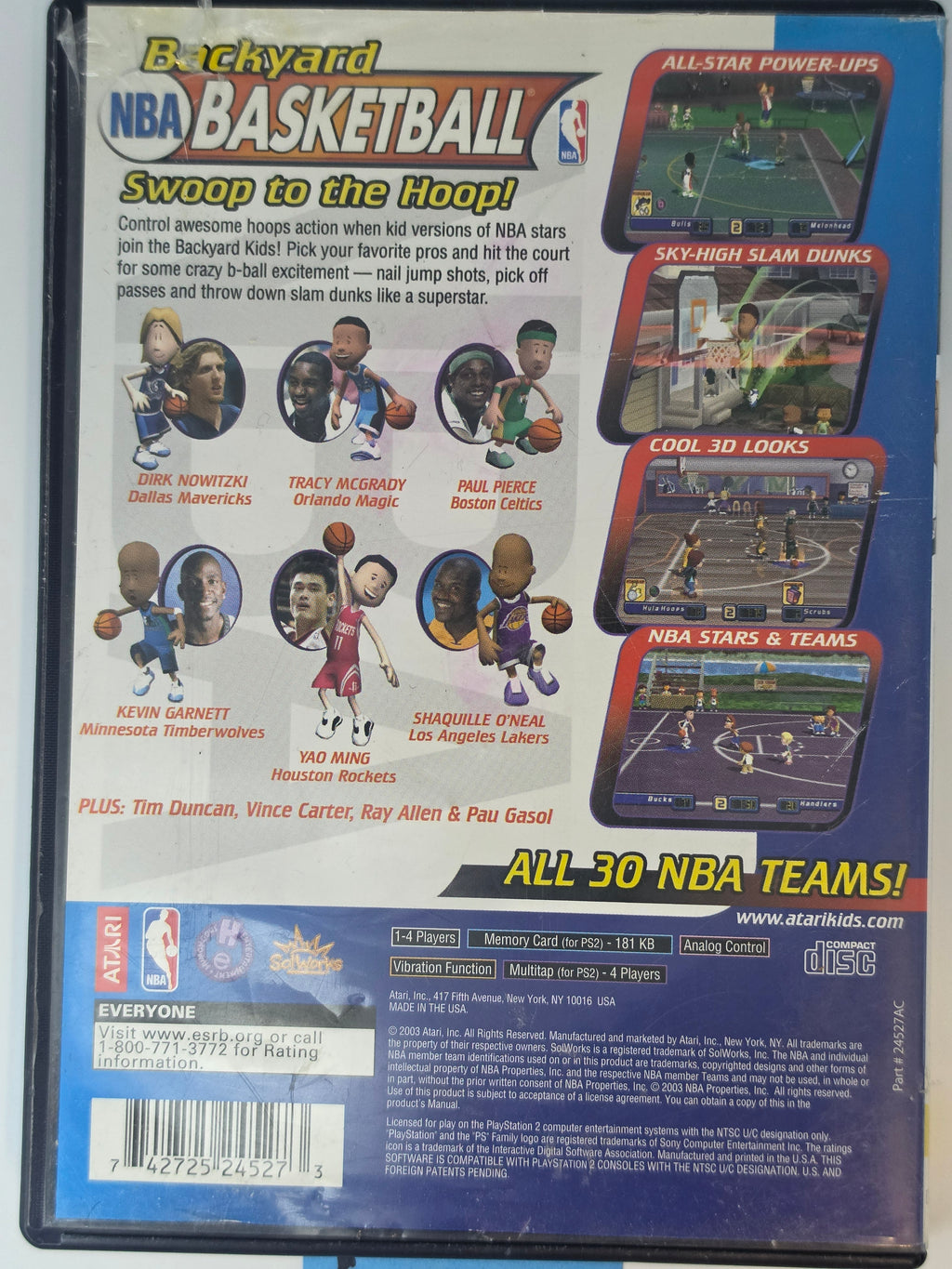 Backyard NBA Basketball PS2 CIB Tim Duncan Complete Game