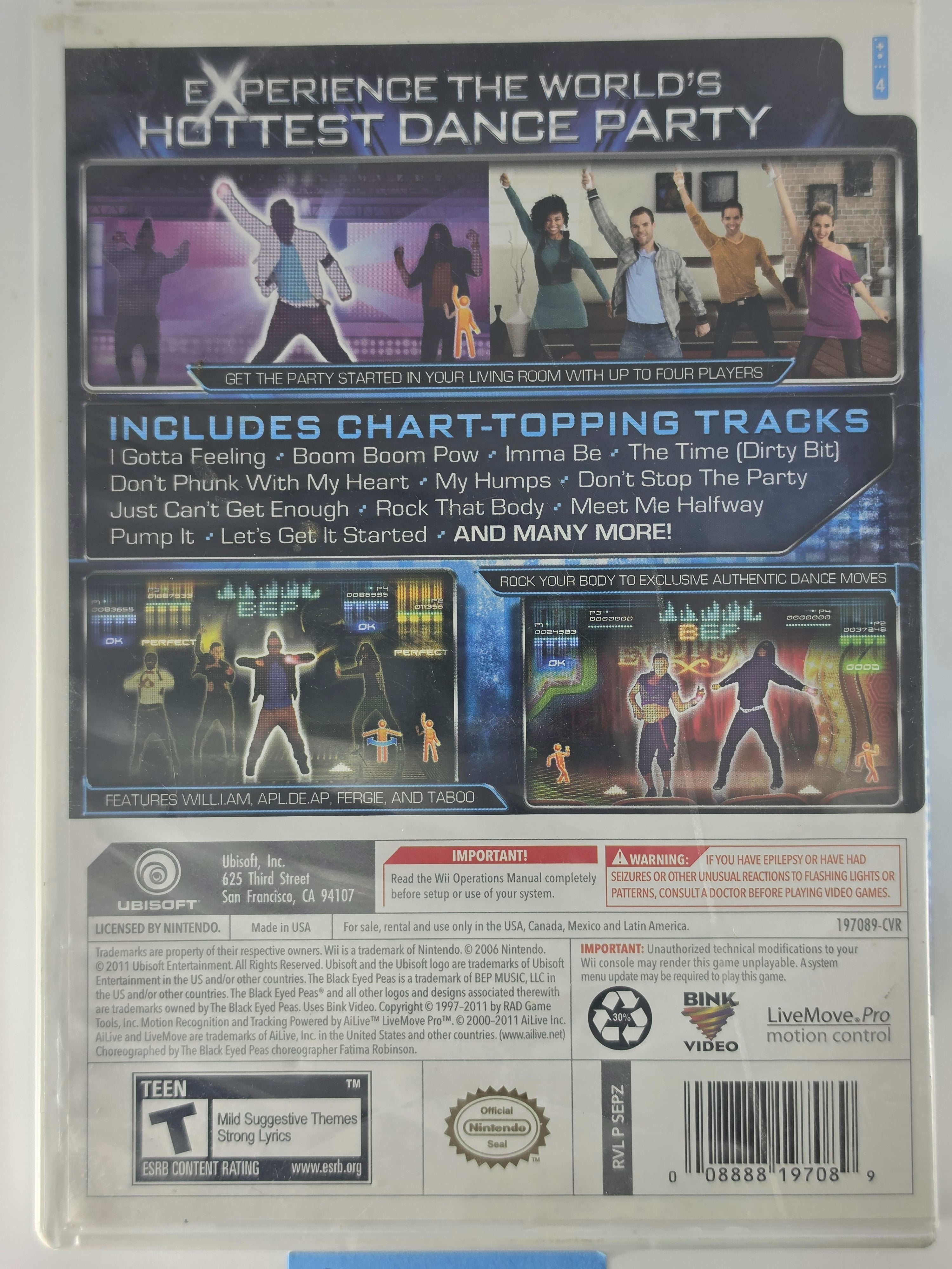 The Black Eyed Peas Experience Wii CIB Dance Music Game