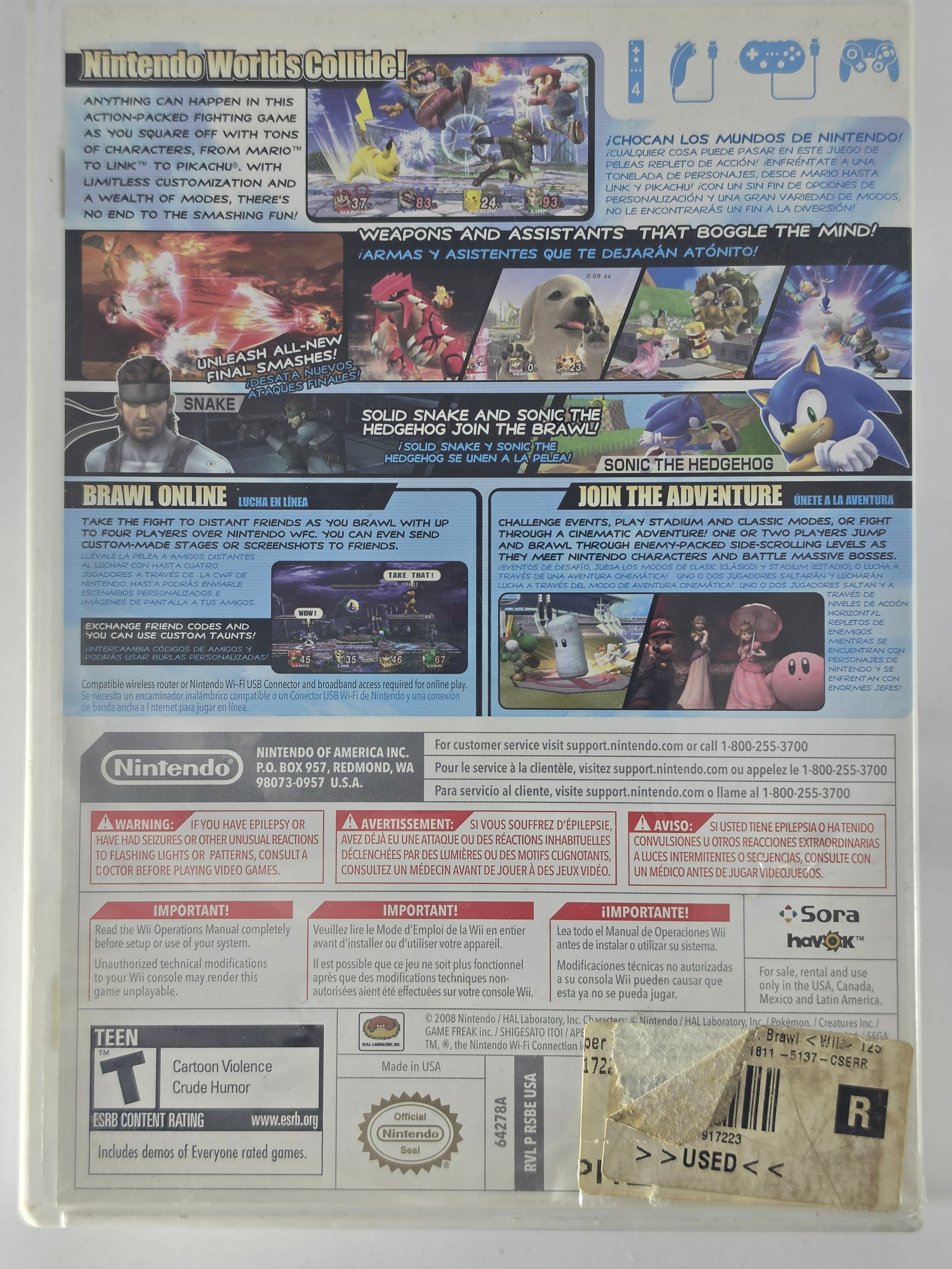 Super Smash Bros. Brawl Wii Box + Game