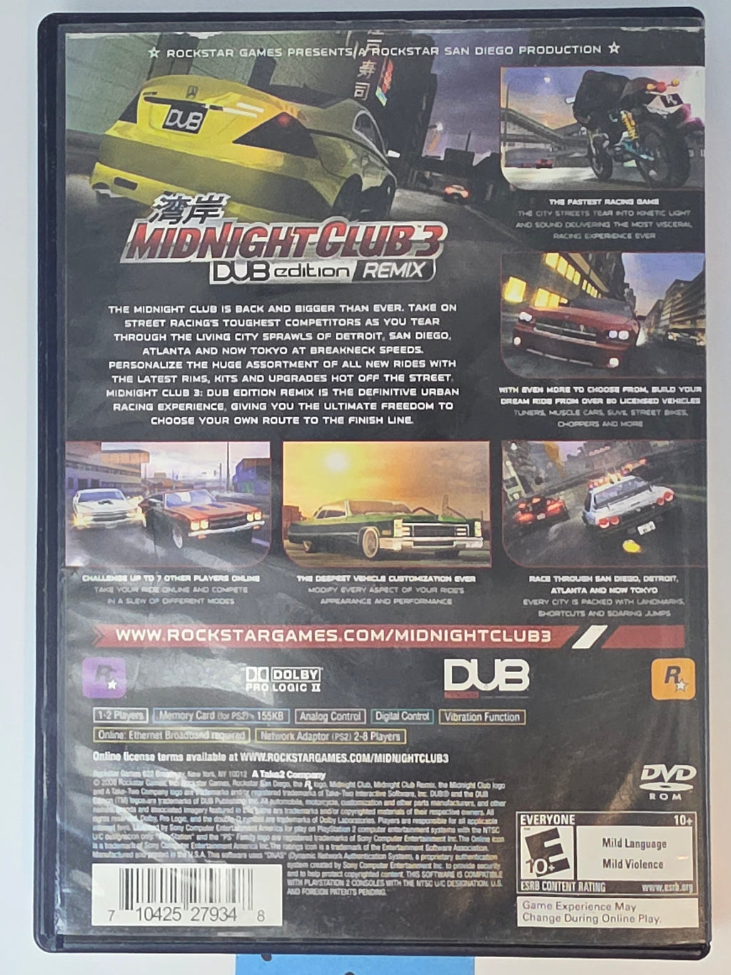 Midnight Club 3 DUB Edition Remix PS2 CIB Complete Case Manual Disc