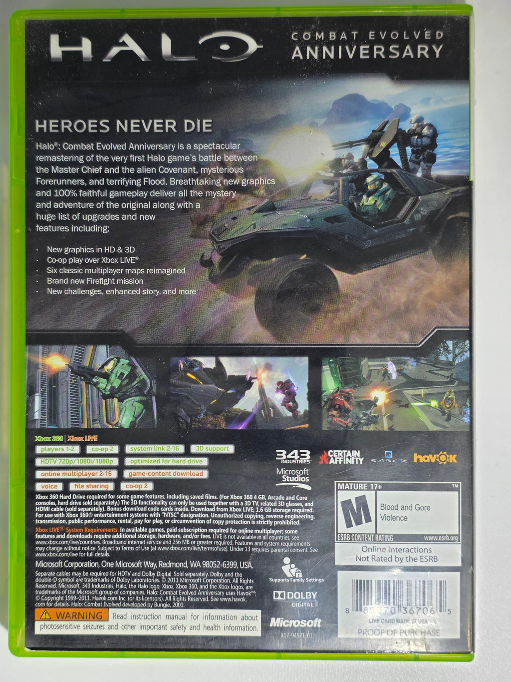 Halo Combat Evolved Anniversary Xbox 360 CIB Complete In Box