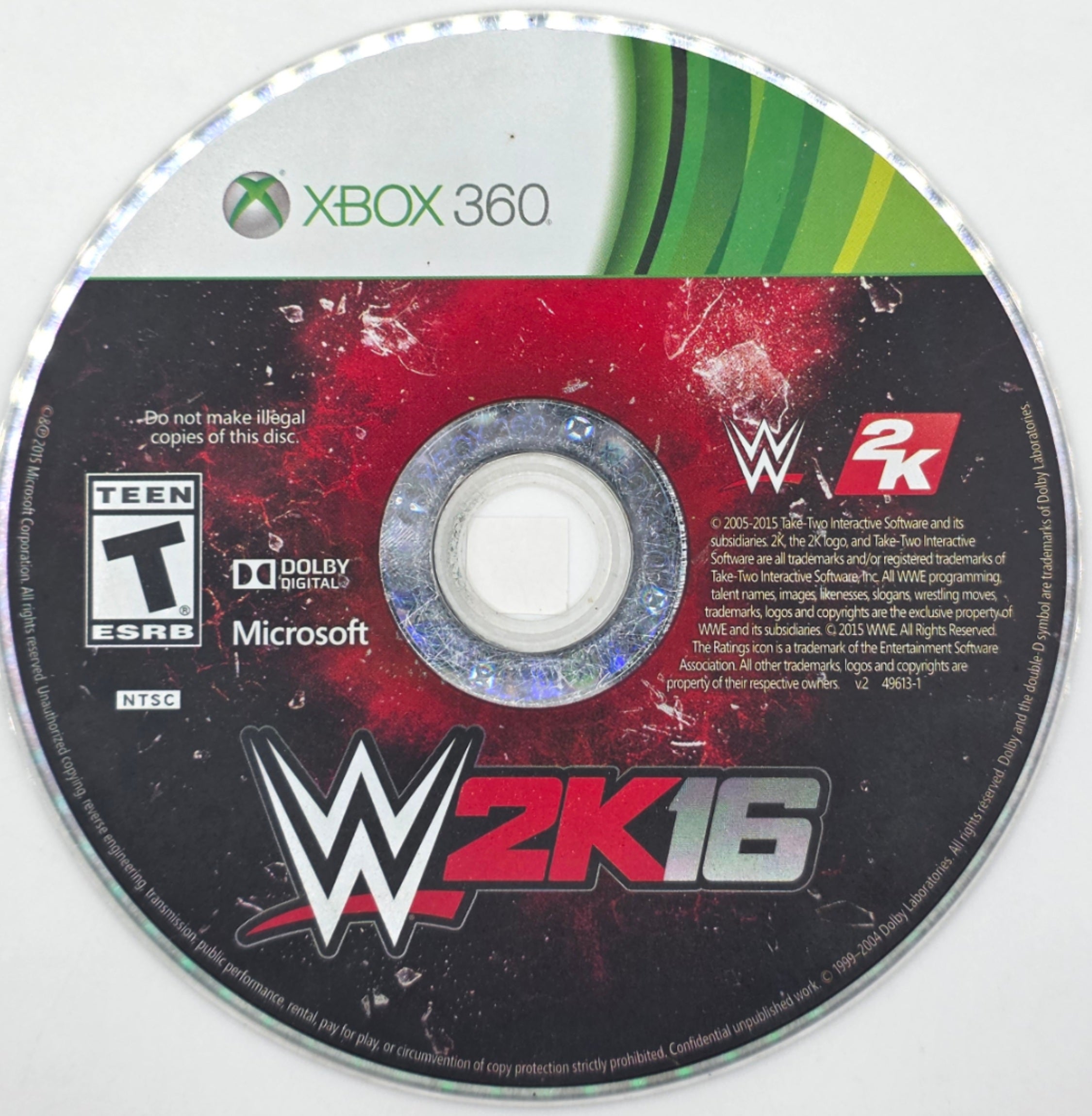WWE 2K16 Xbox 360 Disc Only Wrestling Game
