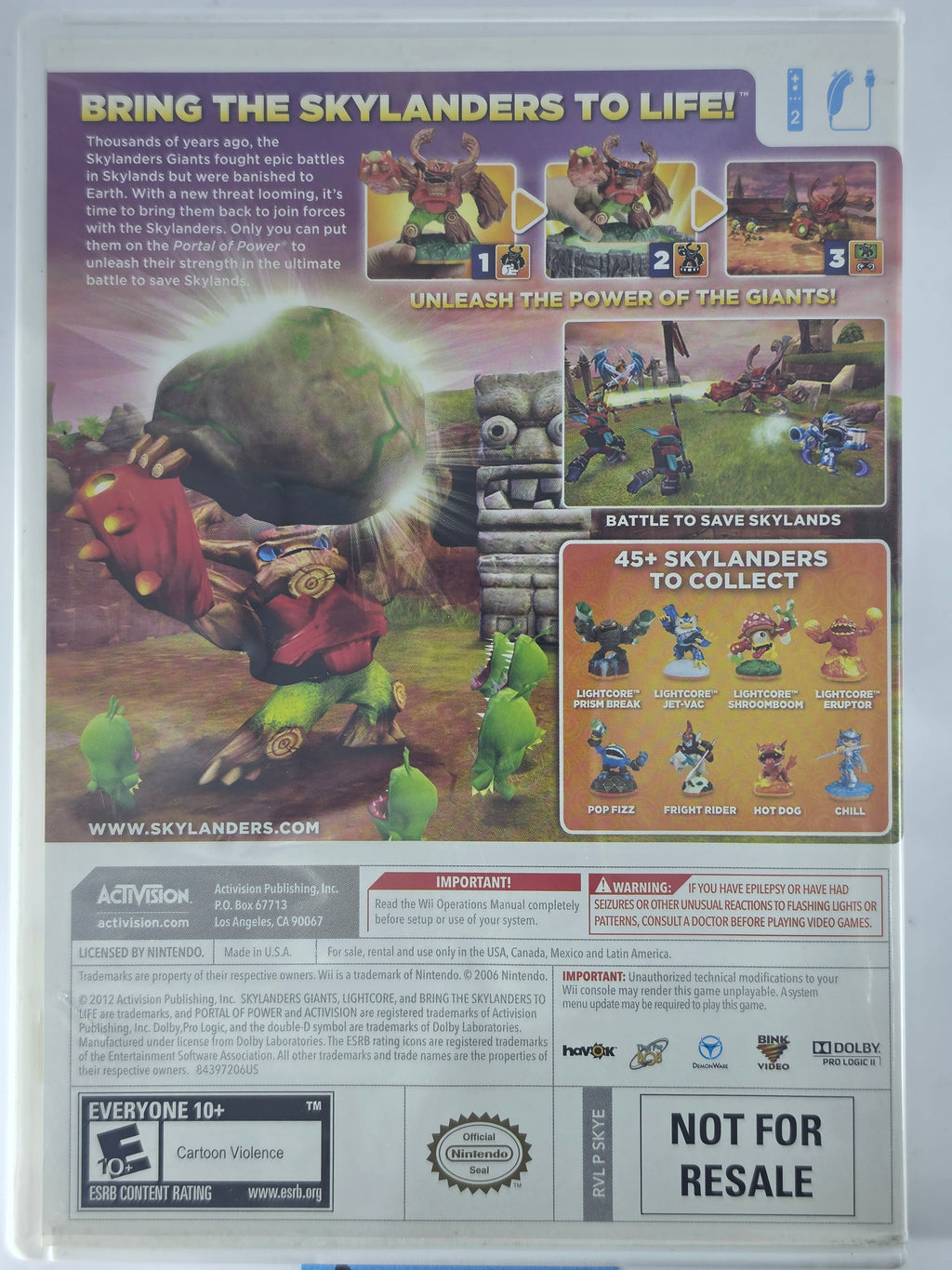 Skylanders Giants Wii Box + Game Activision