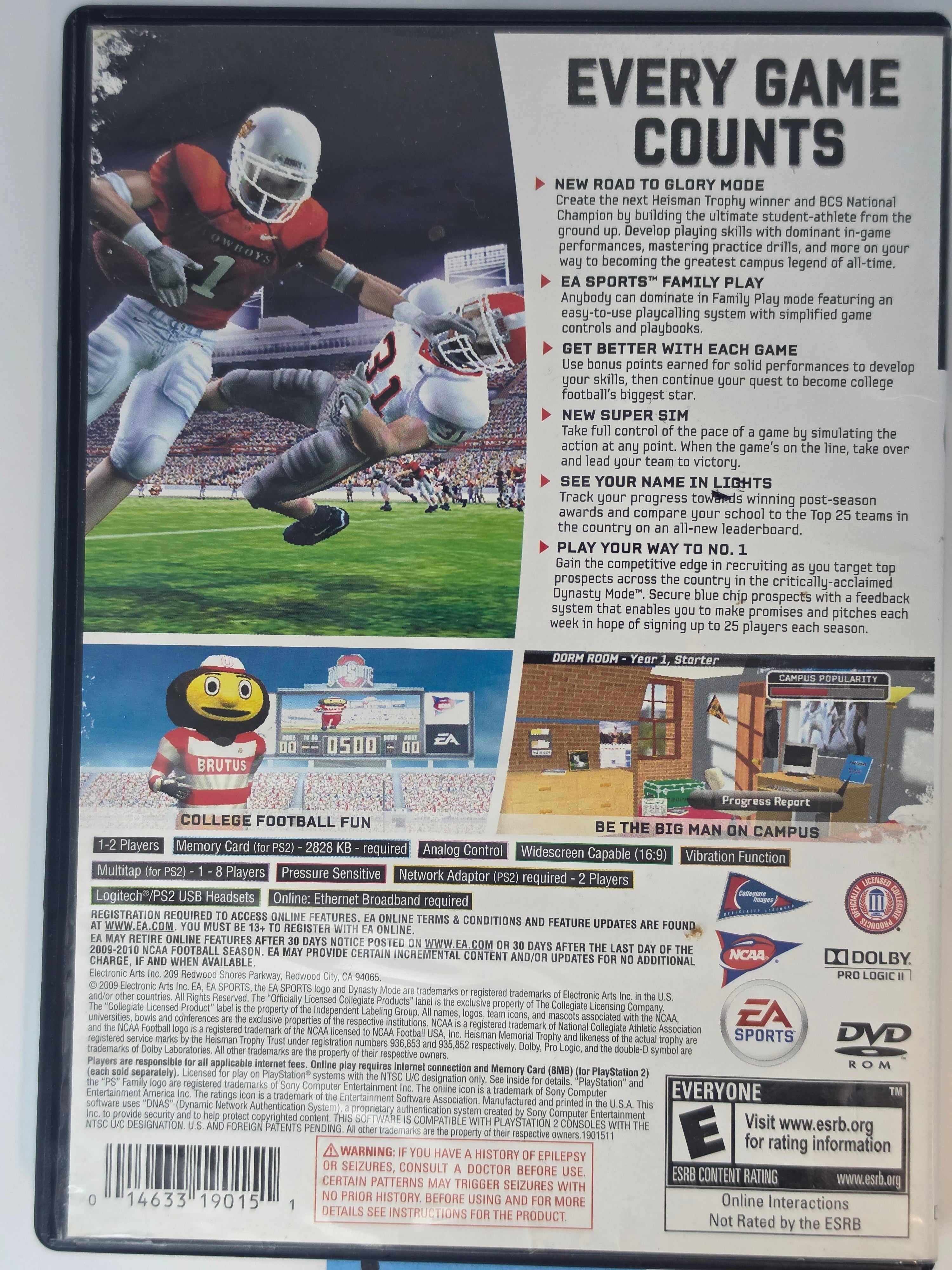 NCAA Football 10 PS2 CIB EA Sports College Football Game