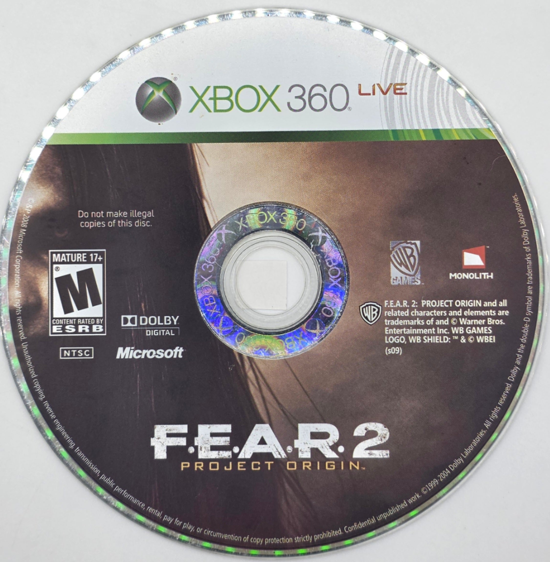 F.E.A.R. 2 Project Origin Xbox 360 Disc Only