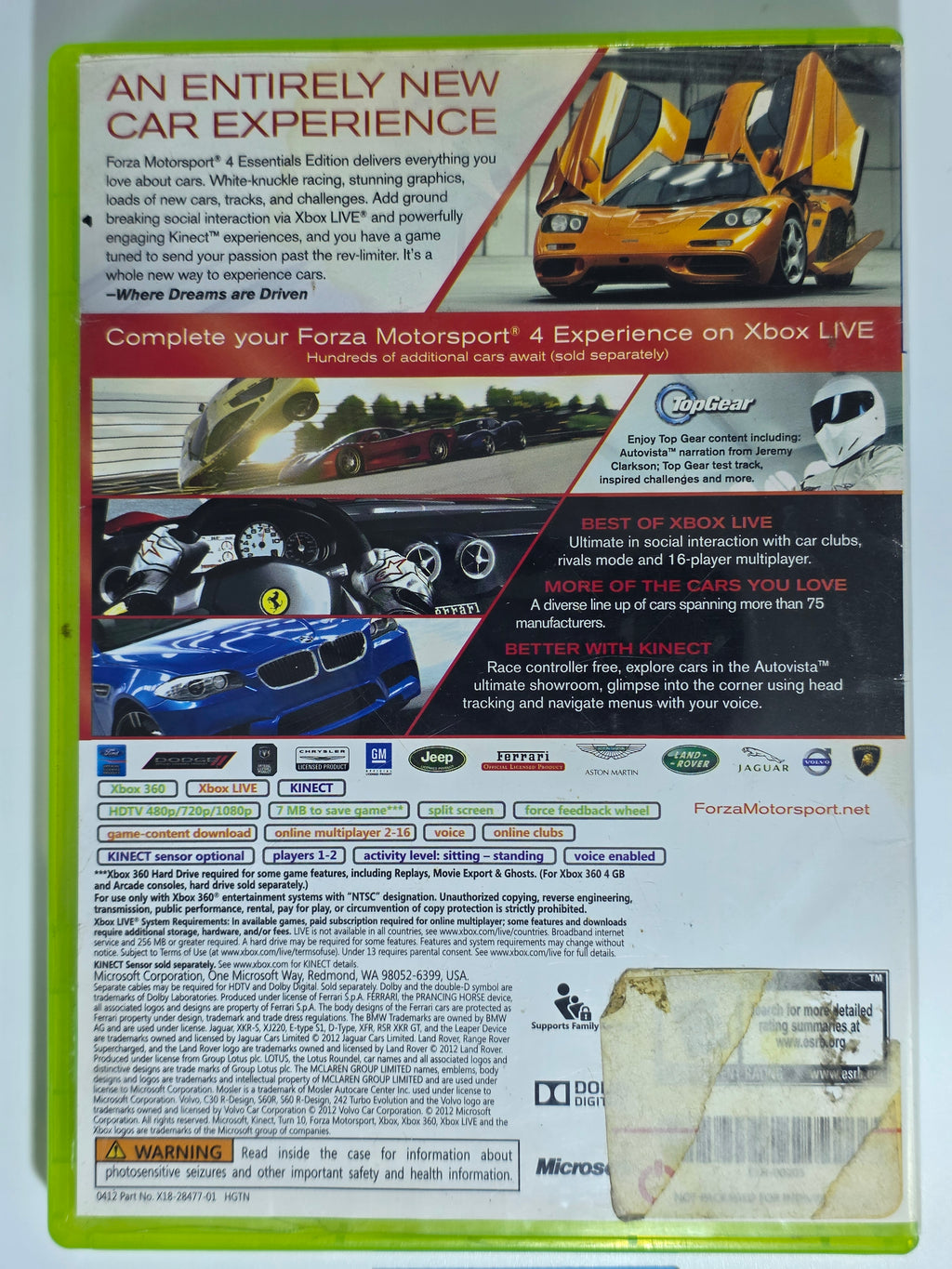Forza Motorsport 4 Essentials Edition Xbox 360 Box + Game
