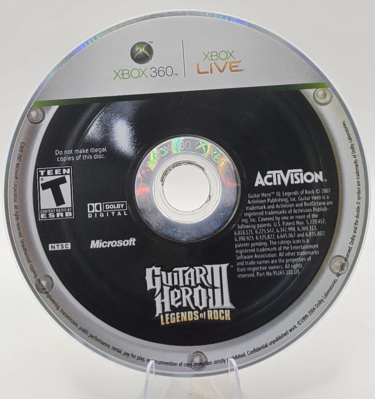 Guitar Hero III Legends of Rock Xbox 360 Disc Only Tested Working