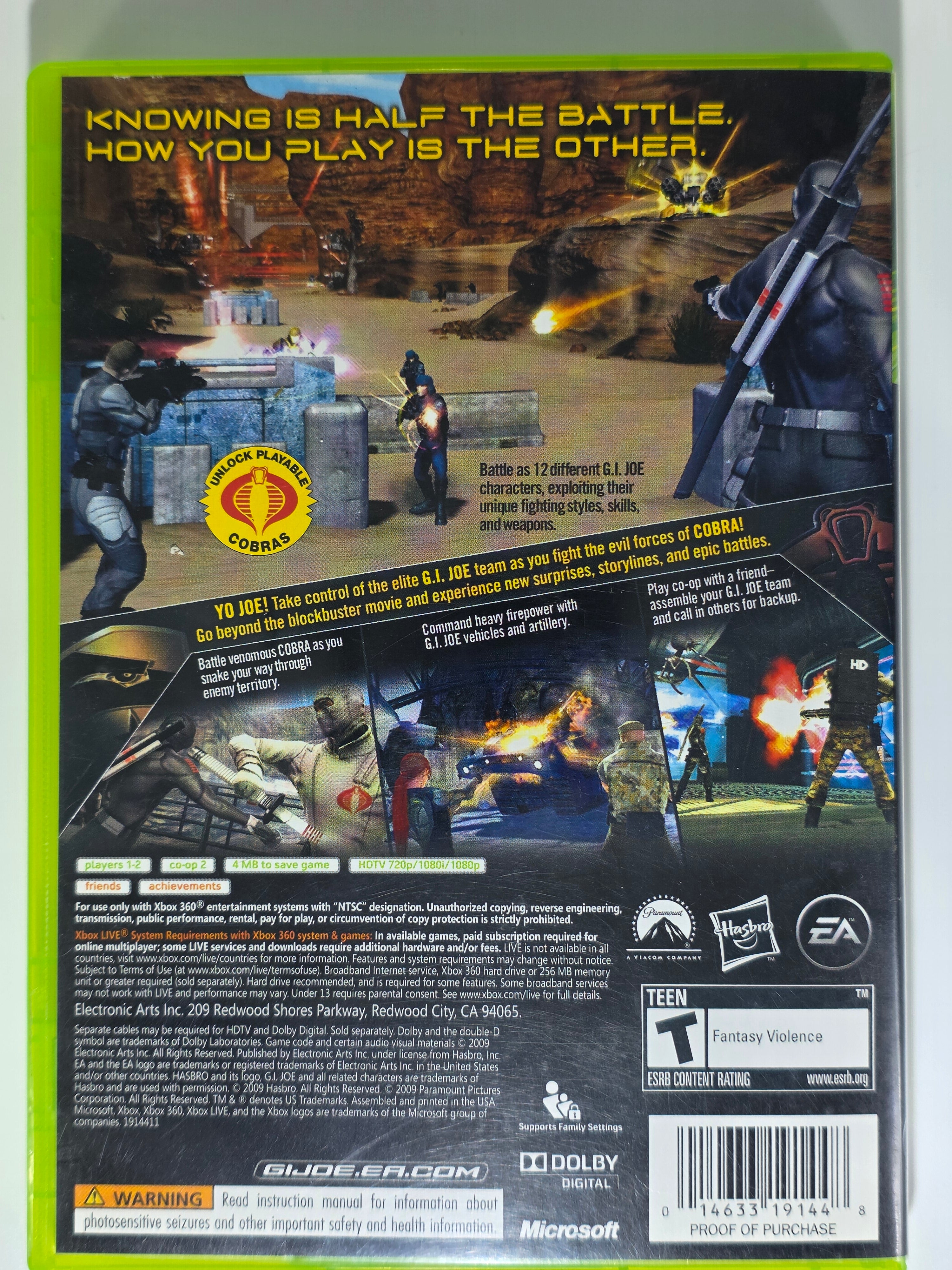 G.I. Joe The Rise of Cobra Xbox 360 CIB Complete Case Manual