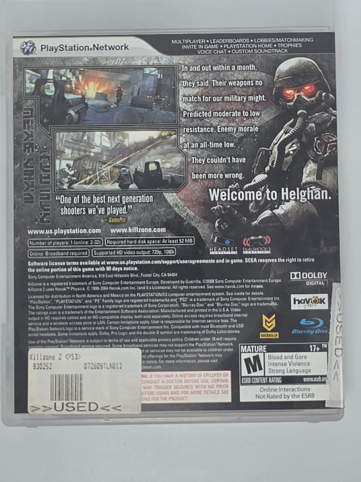 Killzone 2 PlayStation 3 CIB Tested Working
