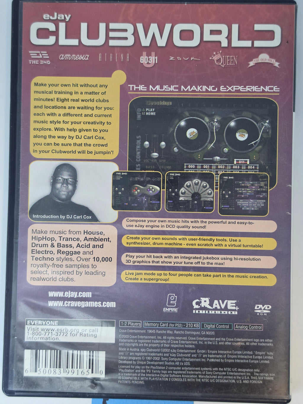 eJay Clubworld PS2 Box + Game Music Making Experience