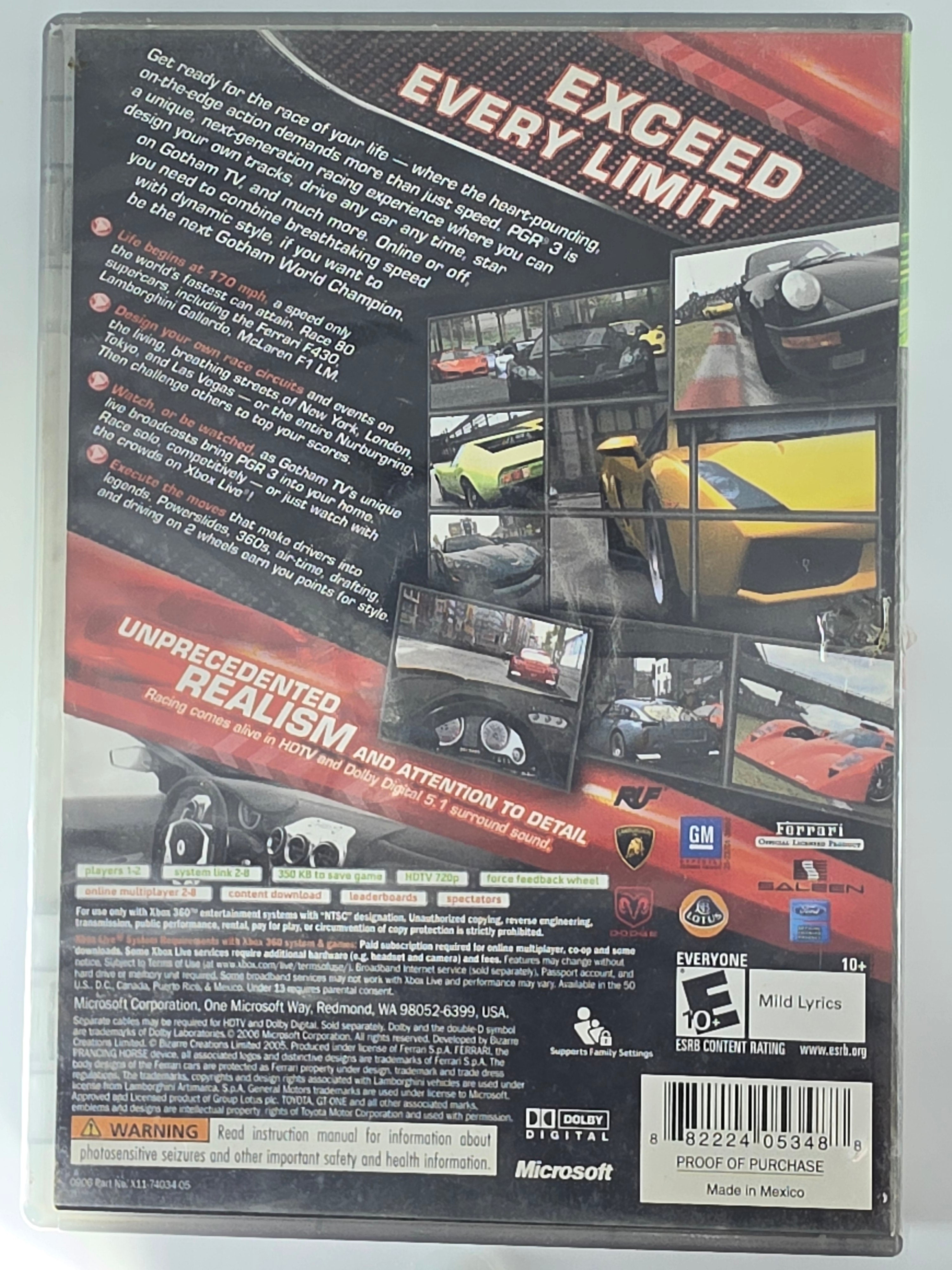 Project Gotham Racing 3 Xbox 360 CIB Platinum Hits