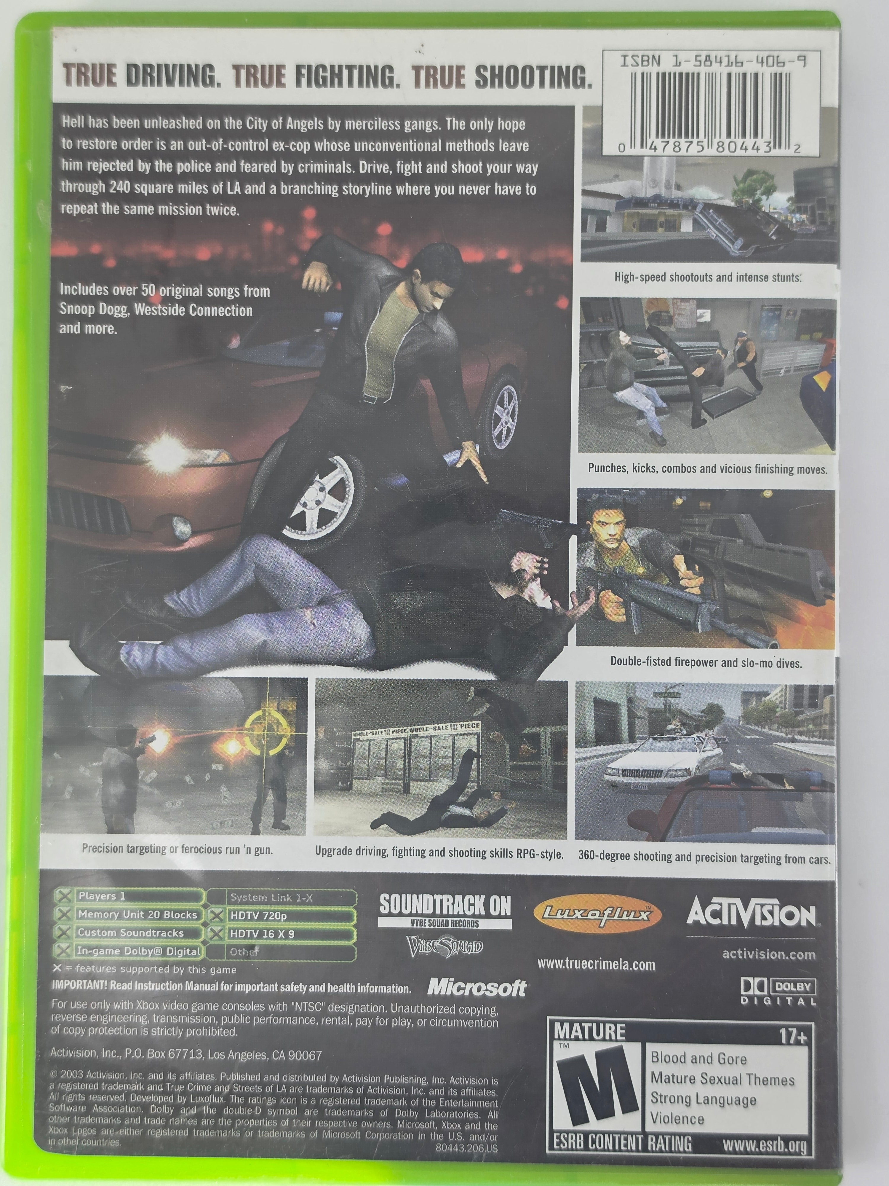 True Crime Streets of LA Xbox CIB Complete Case Manual Disc