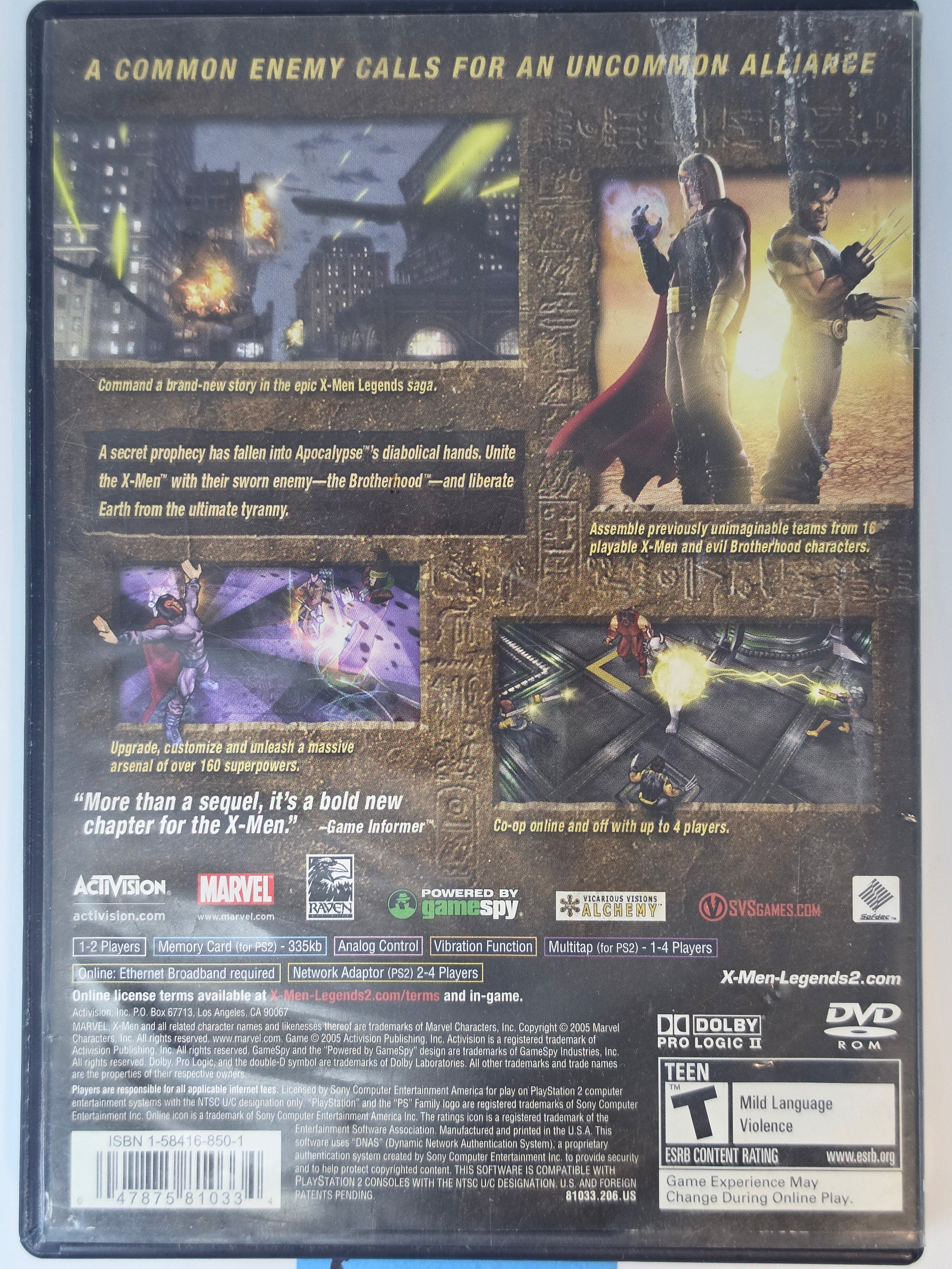 X-Men Legends II Rise of Apocalypse PS2 Box + Game Marvel Activision