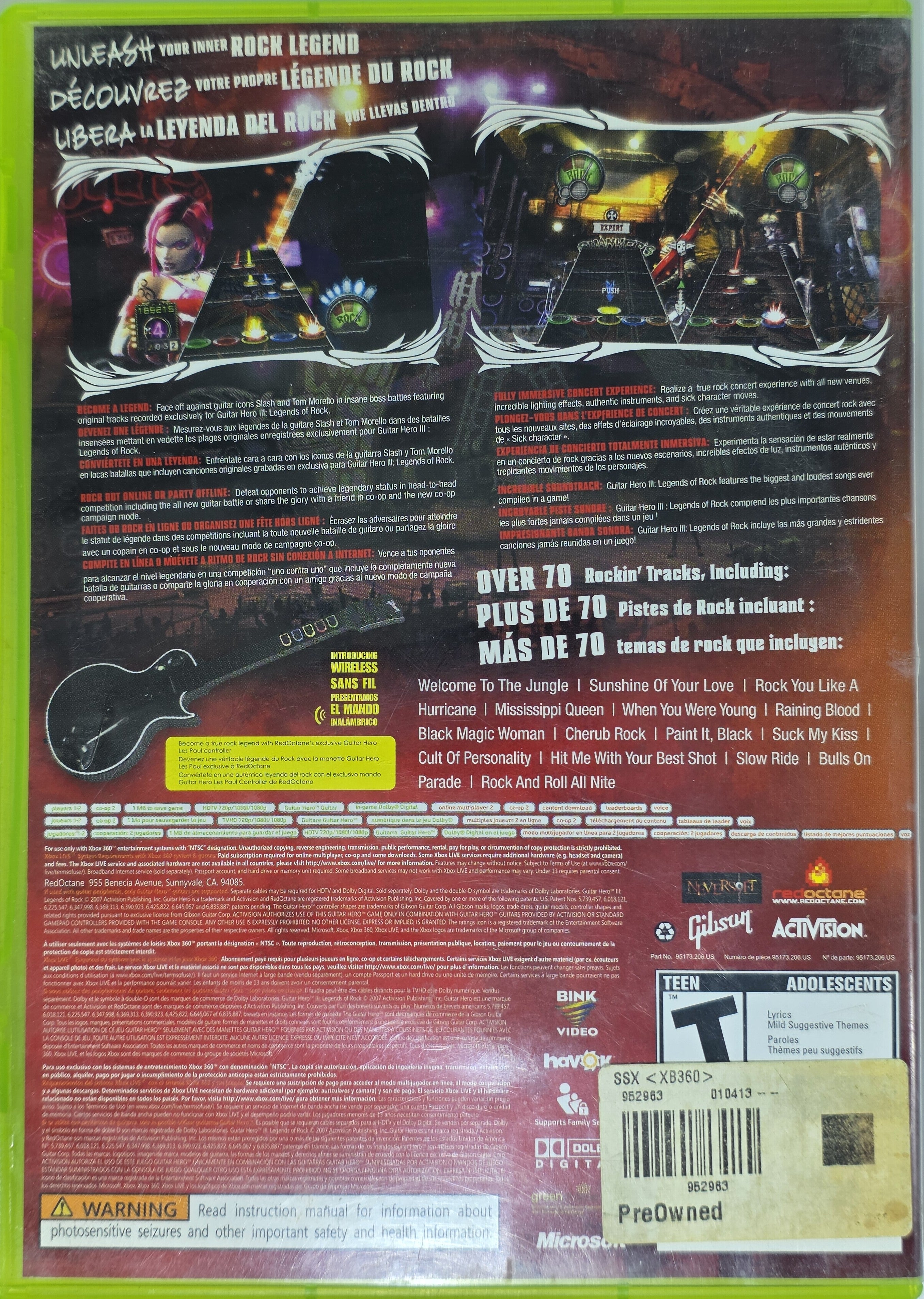 Guitar Hero III Legends of Rock Xbox 360 CIB