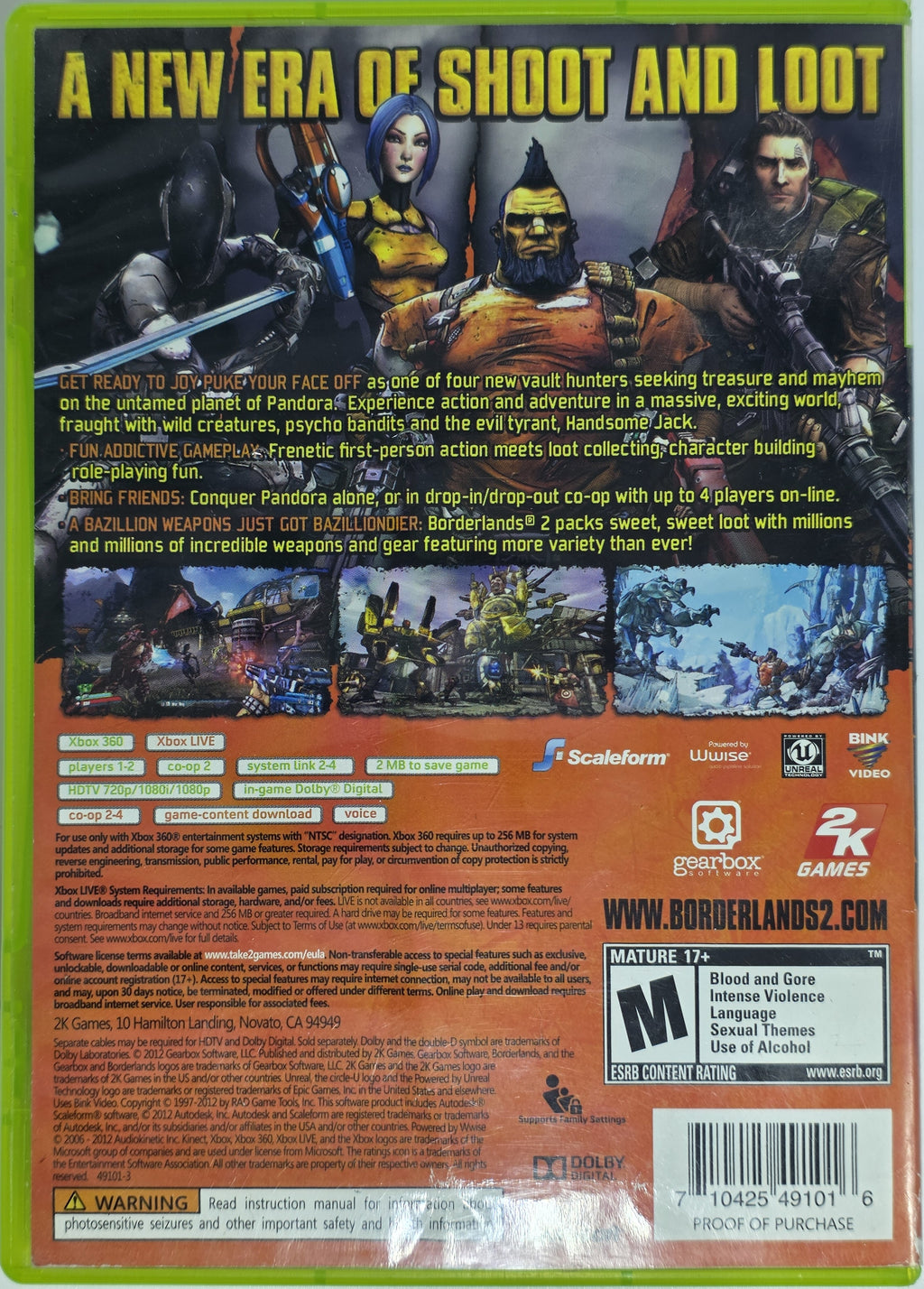 Borderlands 2 Xbox 360 Box + Game