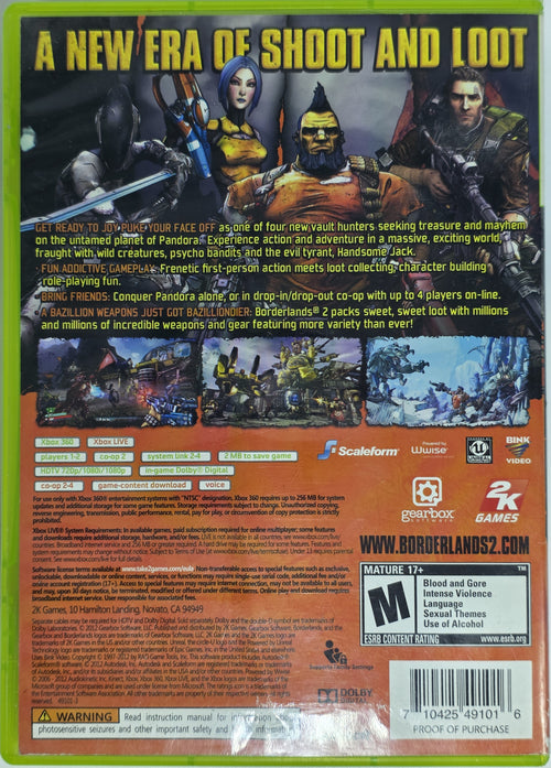 Borderlands 2 Xbox 360 Box + Game