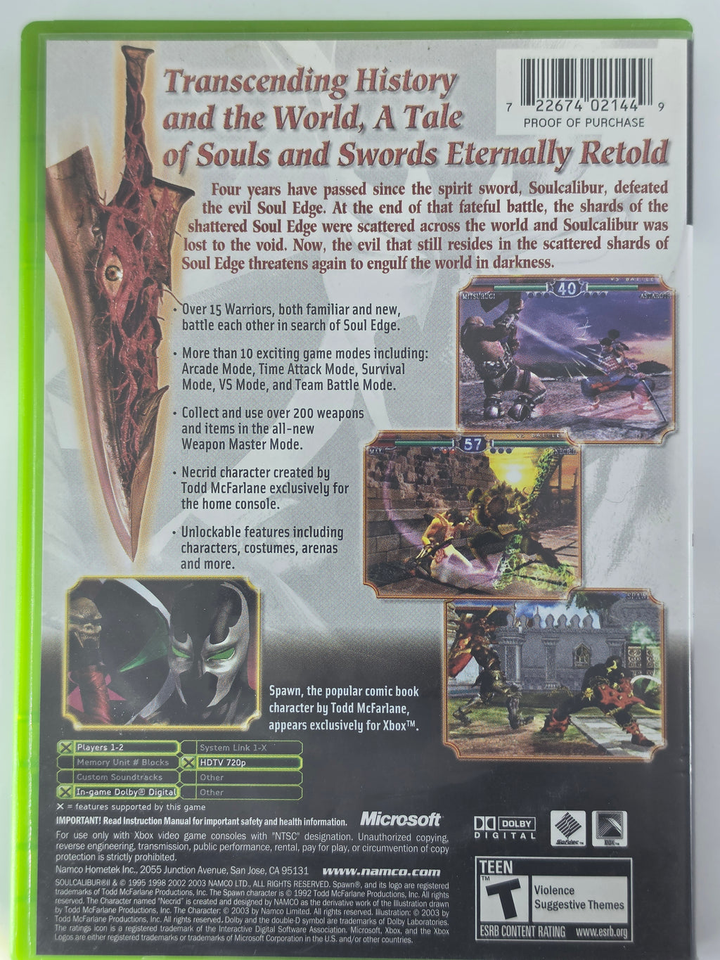 Soulcalibur II Xbox CIB Complete Case Manual Disc