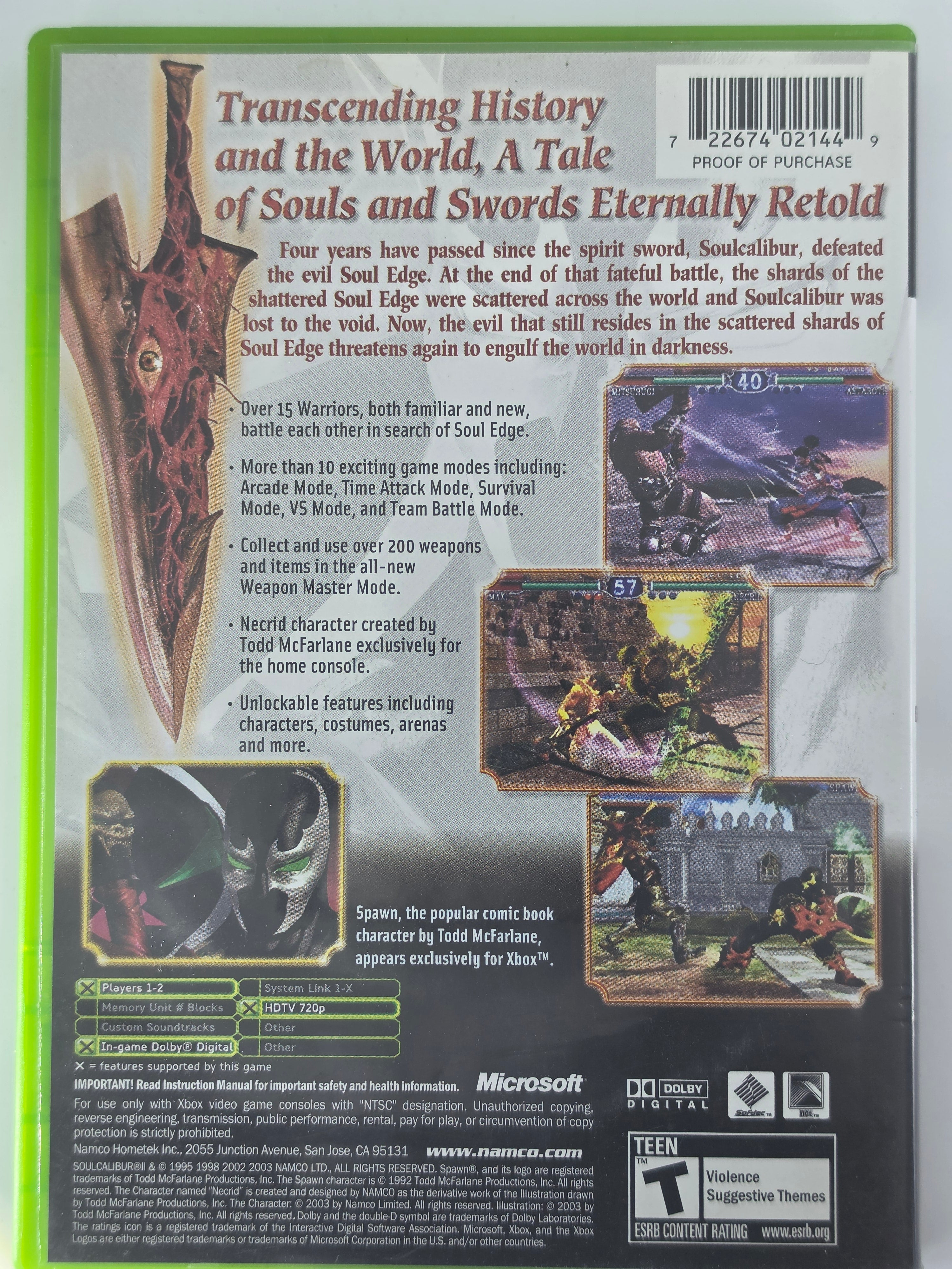 Soulcalibur II Xbox CIB Complete Case Manual Disc