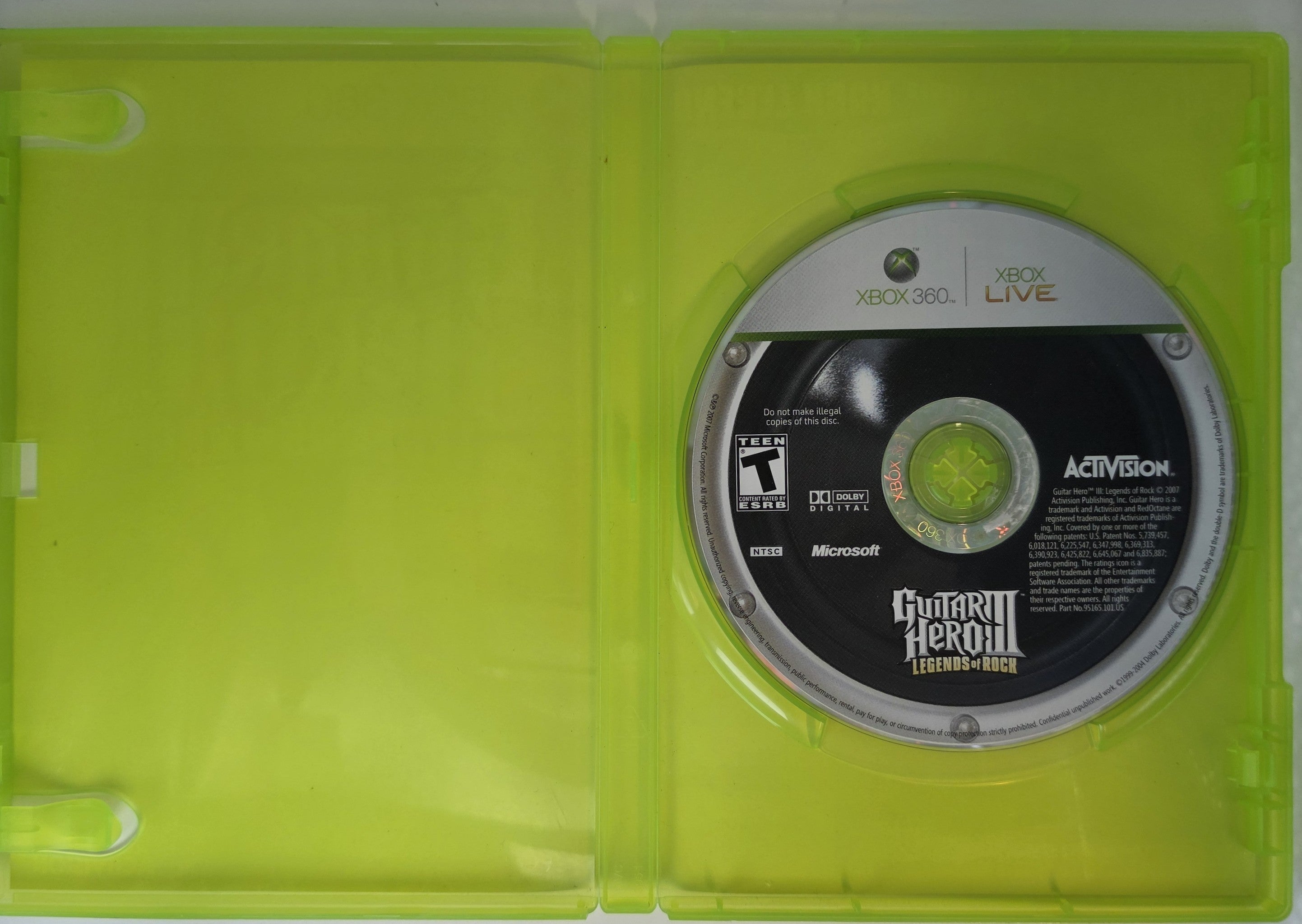 Guitar Hero III Legends of Rock Xbox 360 Box+Game