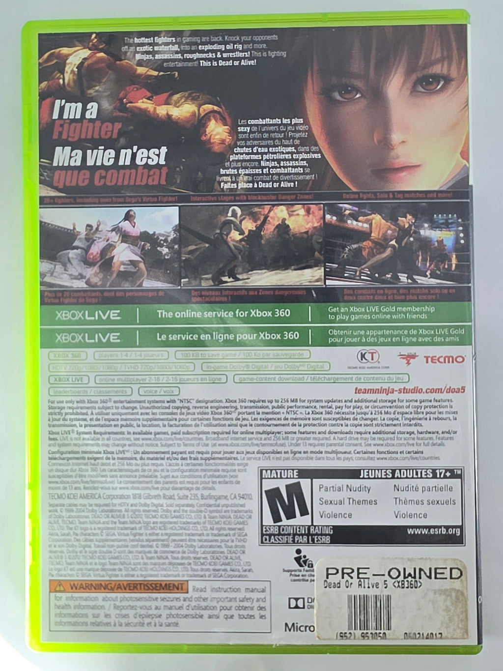 Dead or Alive 5 Xbox 360 CIB Fighting Game Complete In Box