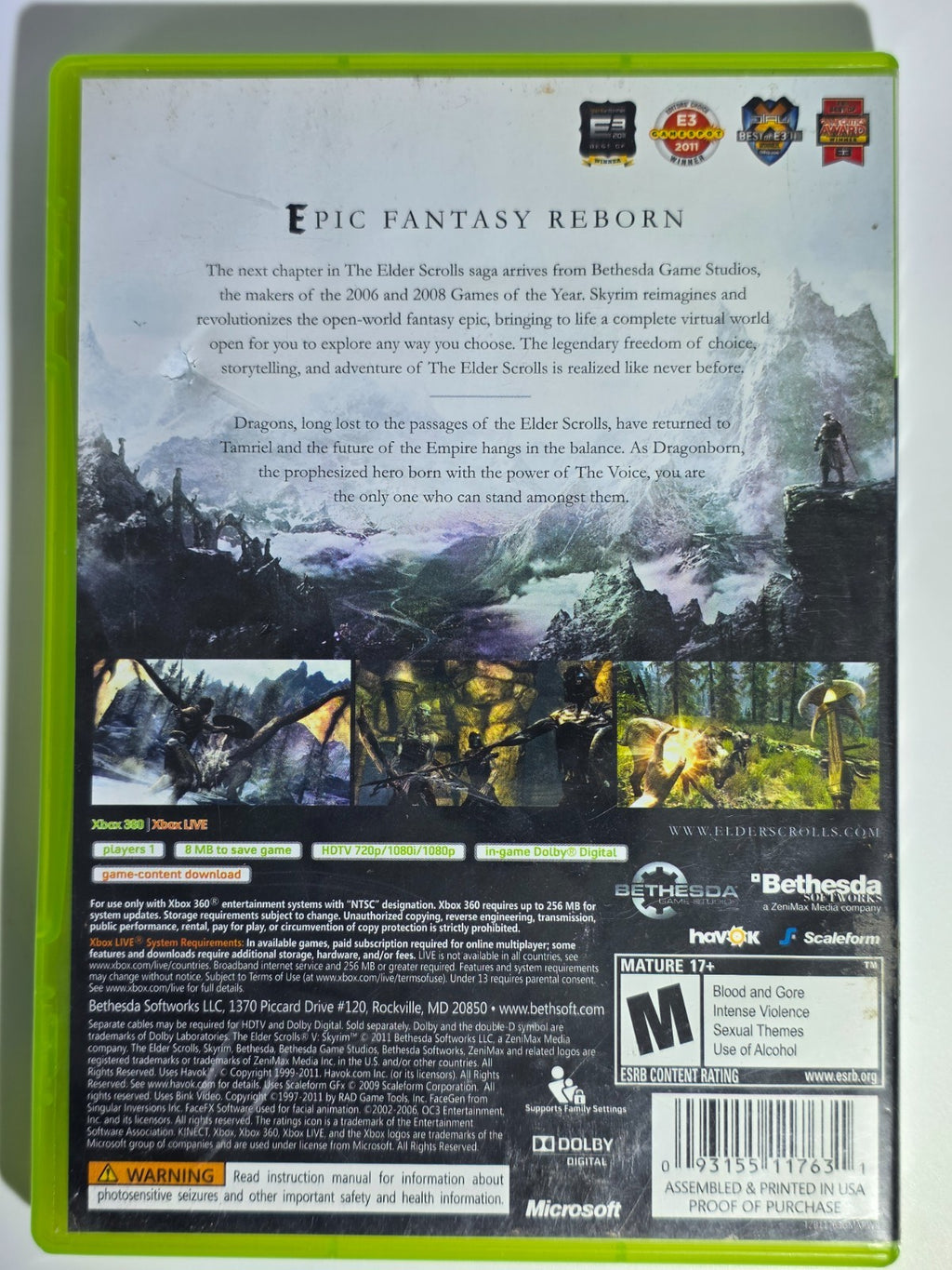 The Elder Scrolls V: Skyrim - Xbox 360 - Authentic & Tested