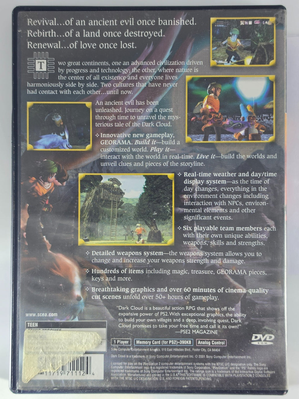 Dark Cloud Original PlayStation 2 Authentic - Case + Disc (No Manual)