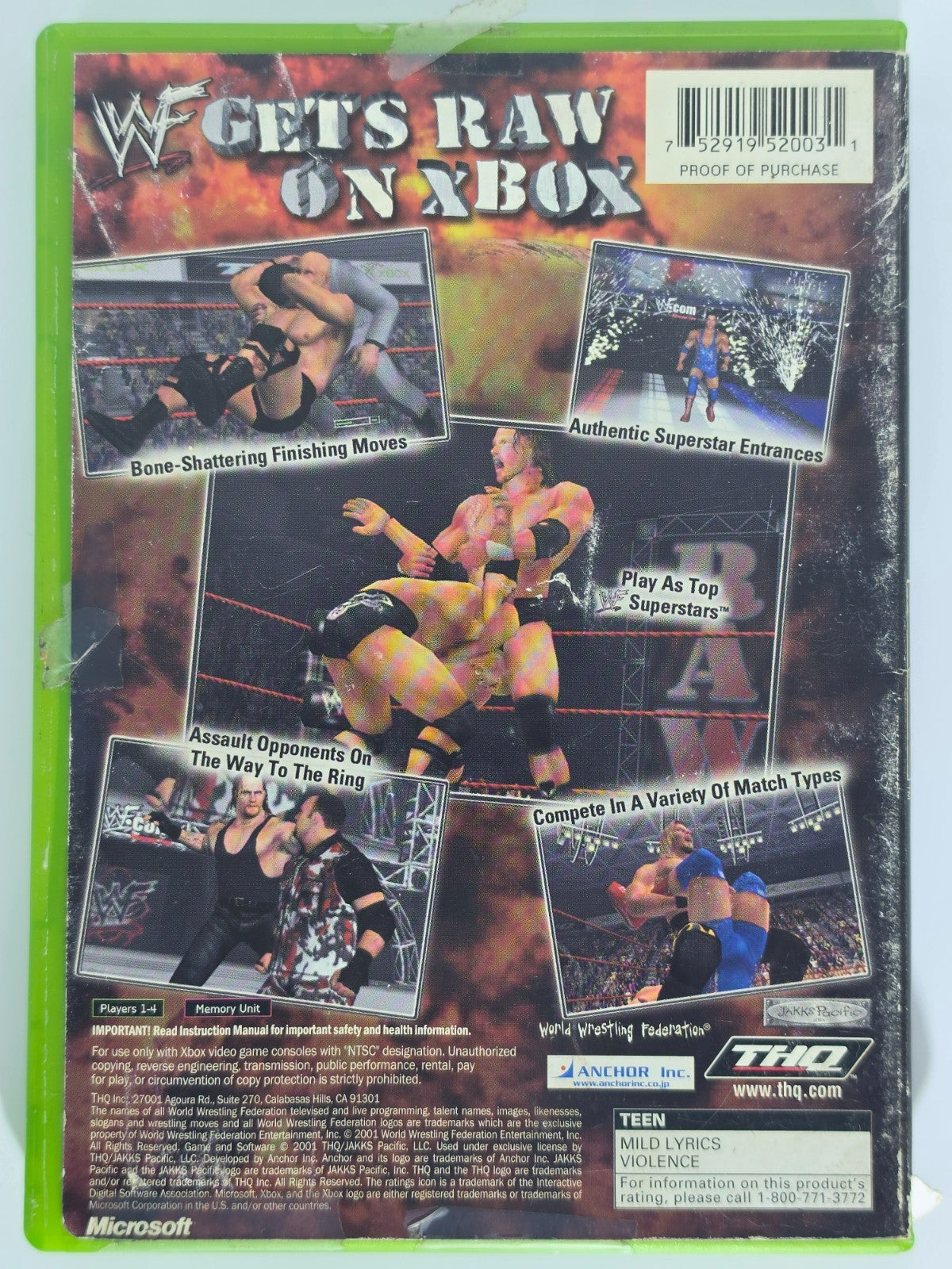 WWF Raw Original Xbox Authentic - CIB - Professionally Resurfaced