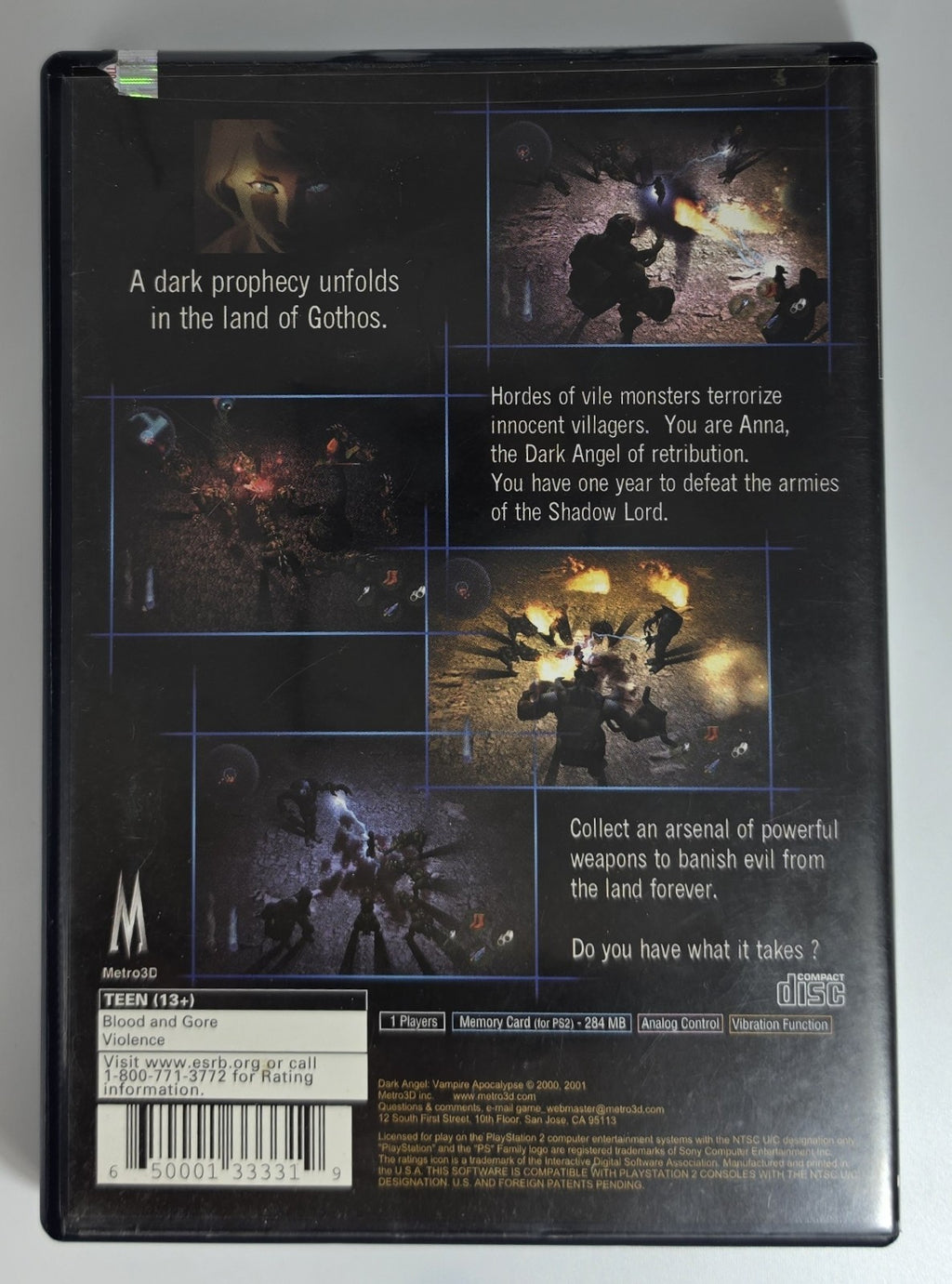 Dark Angel: Vampire Apocalypse PS2 Authentic - Restored & Tested - Disc + Case