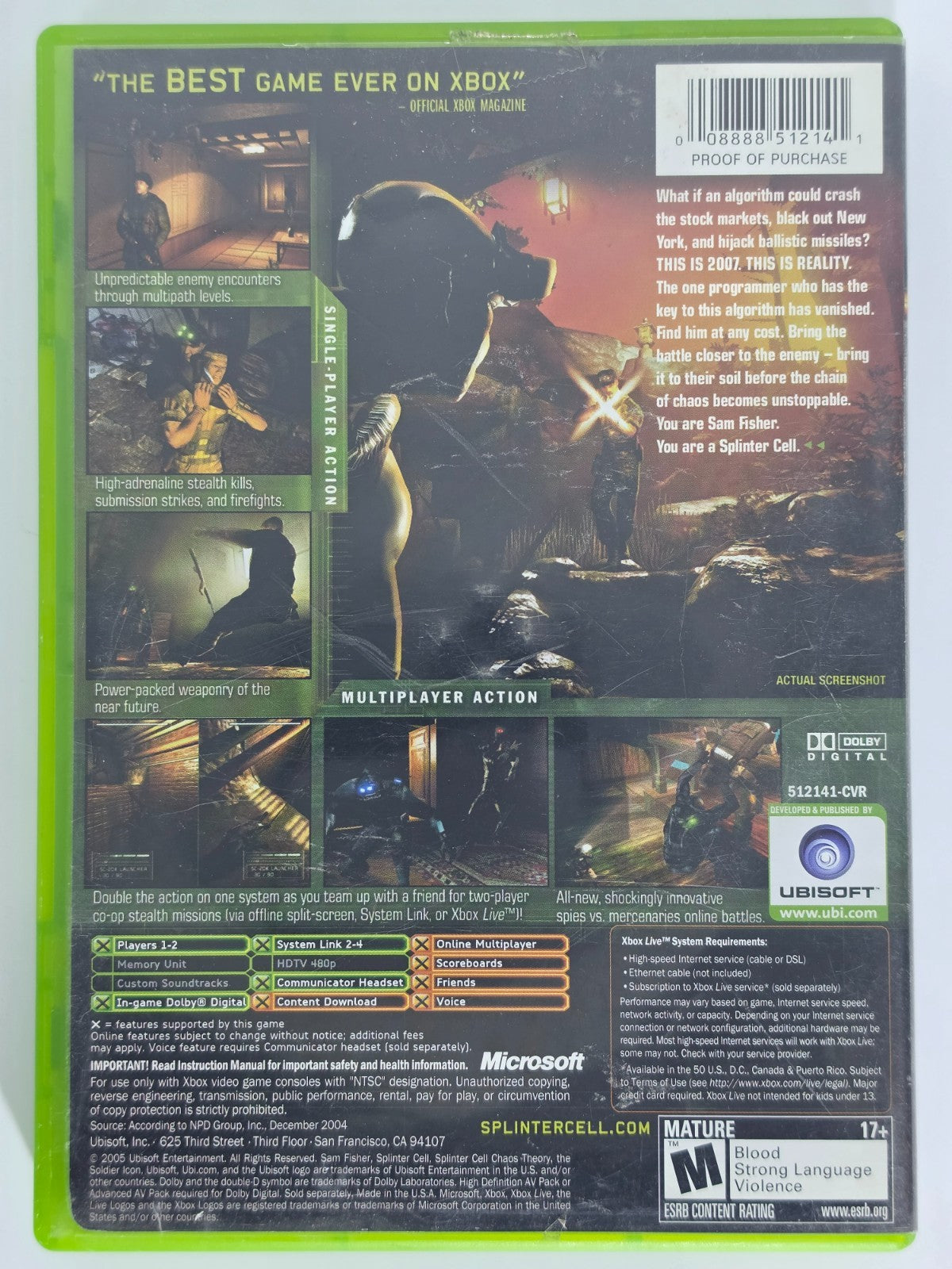 Splinter Cell: Chaos Theory Original Xbox Authentic - CIB