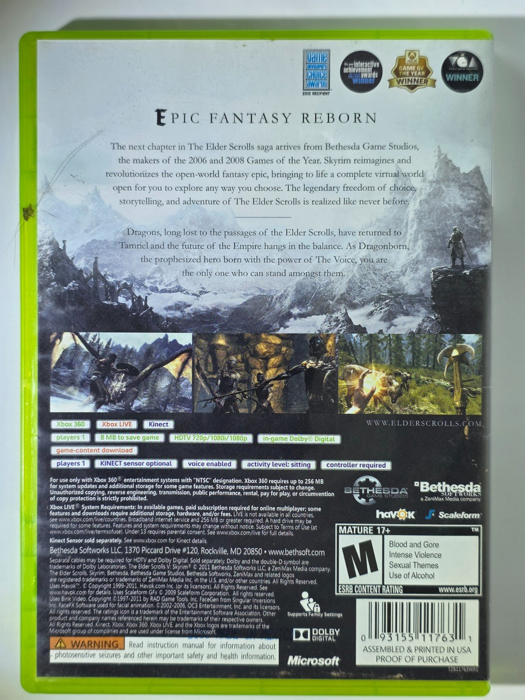 The Elder Scrolls V: Skyrim - Xbox 360 (Case & Disc)