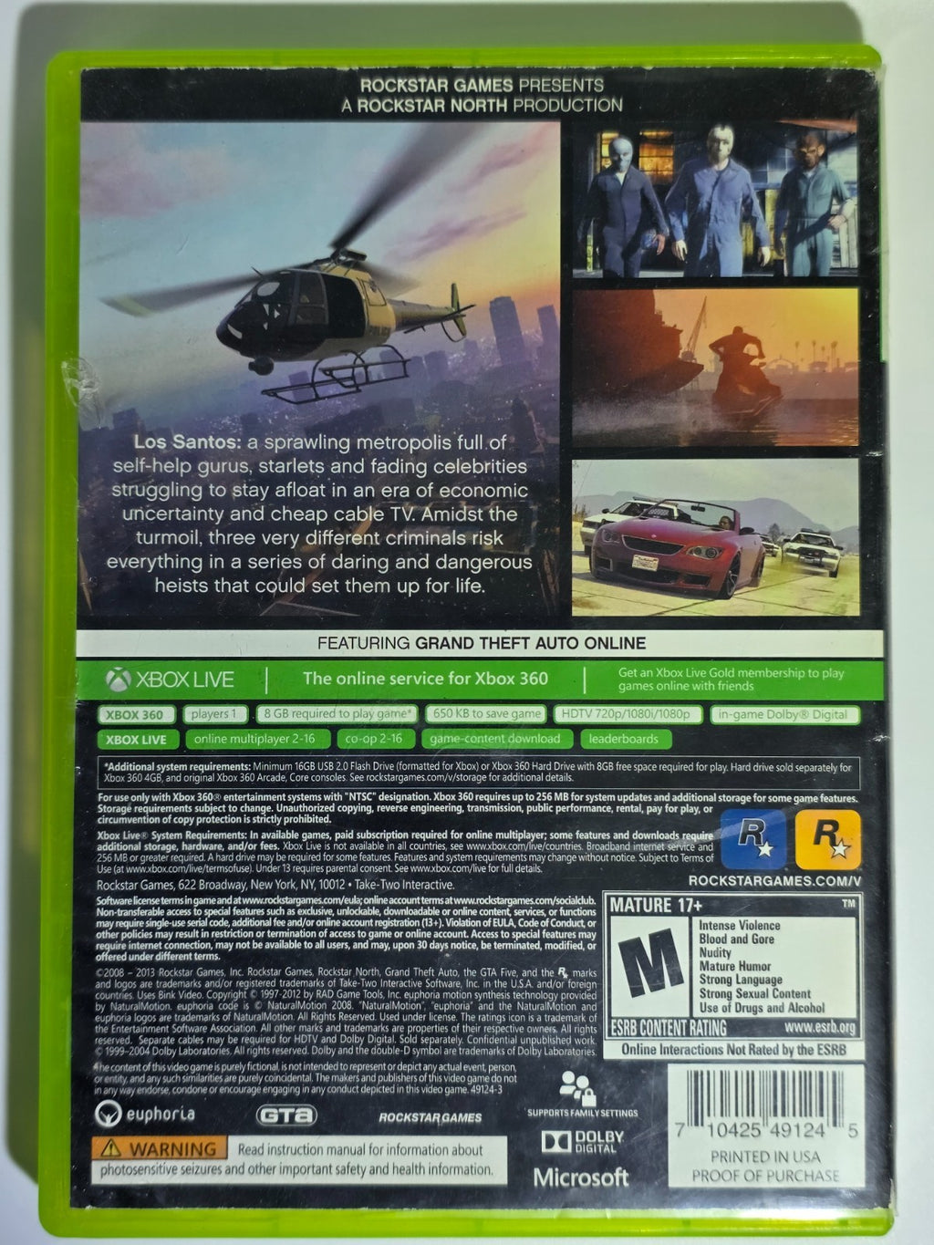 Grand Theft Auto V (GTA 5) - Xbox 360 - Authentic & Tested