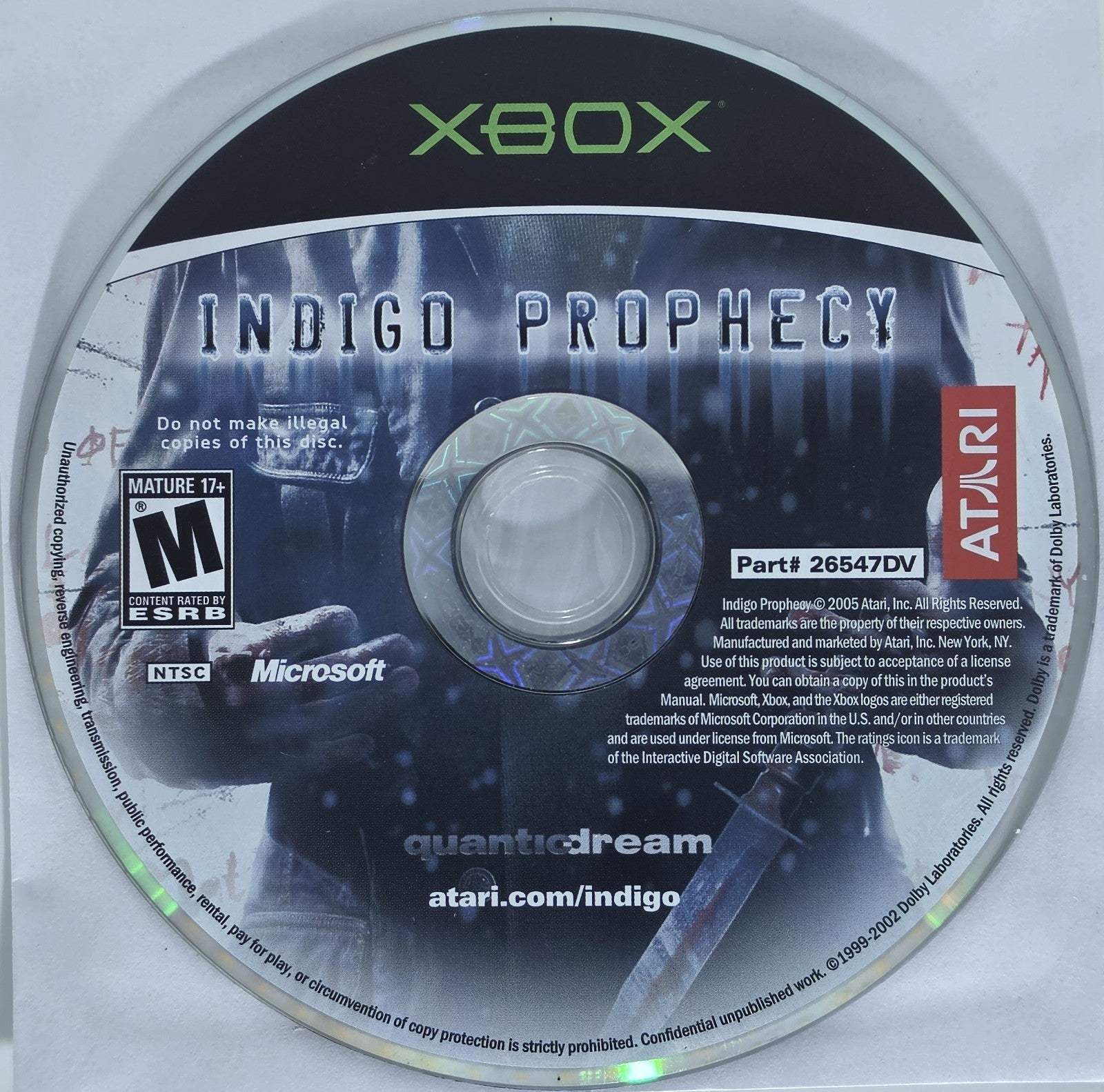 Indigo Prophecy Original Xbox Authentic - Disc Only - Professionally Resurfaced