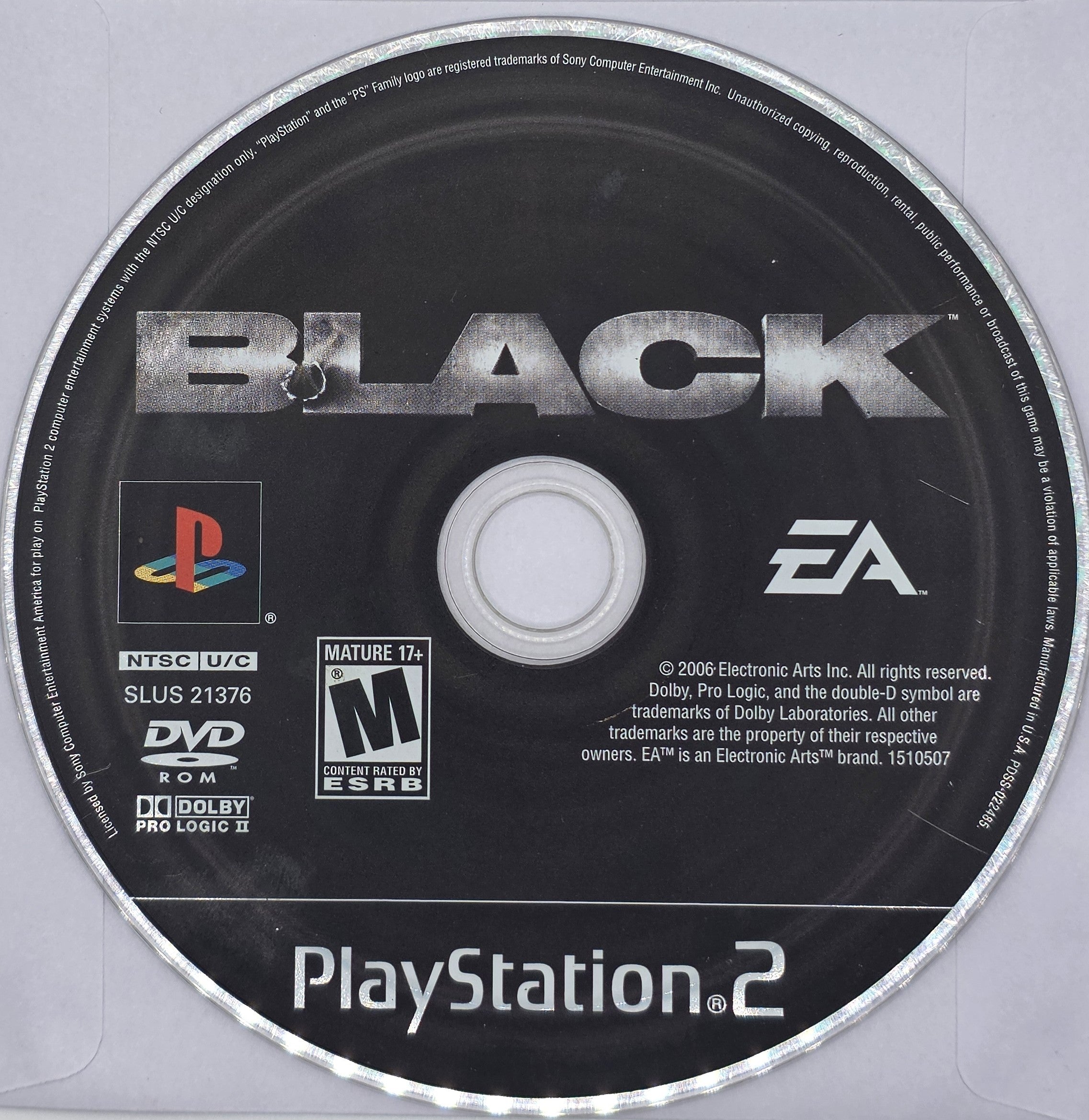 Black PS2 Disc Only Shooter Mature Rated EA