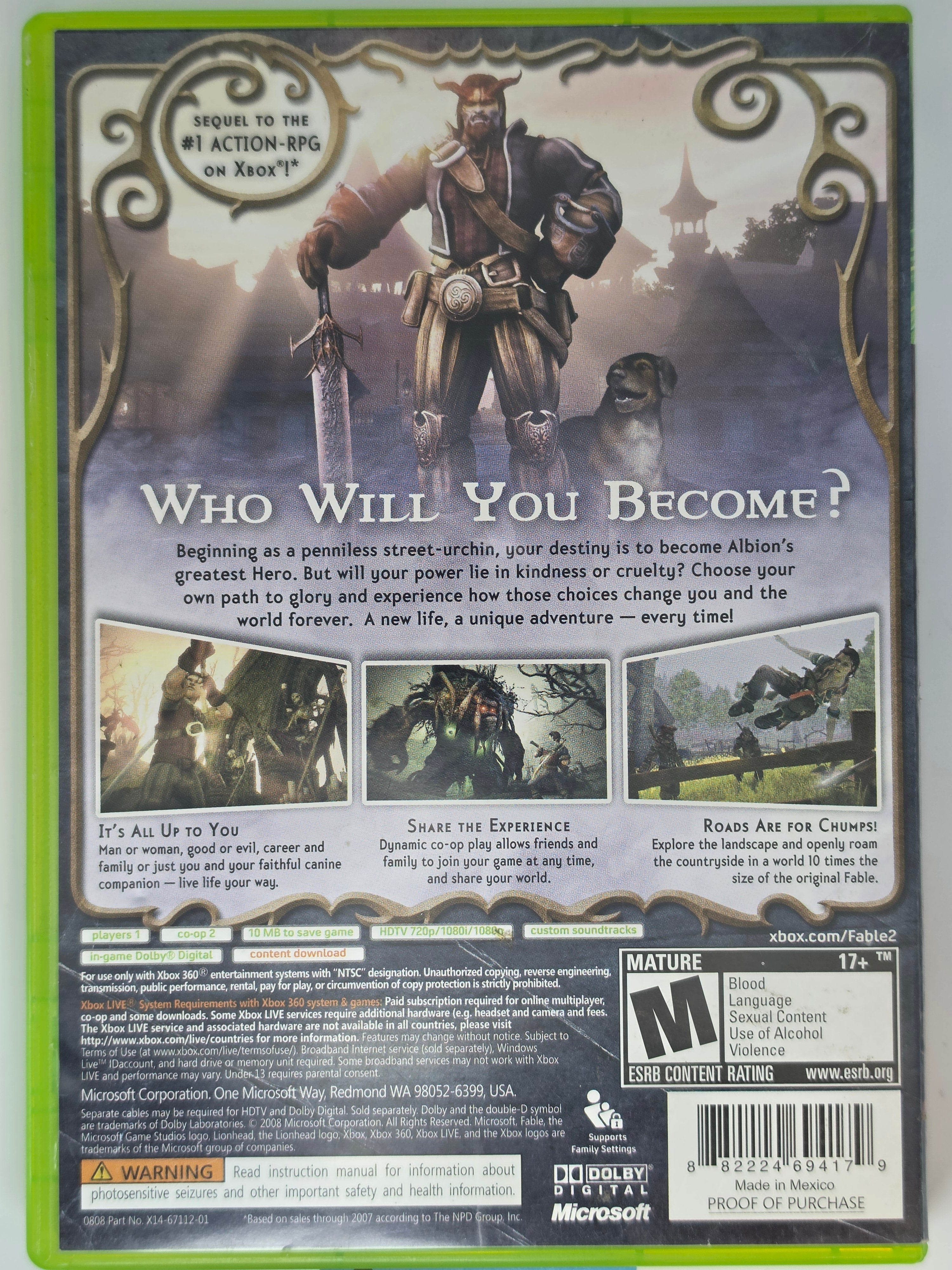 Fable II Xbox 360 Box + Game Complete CIB RPG