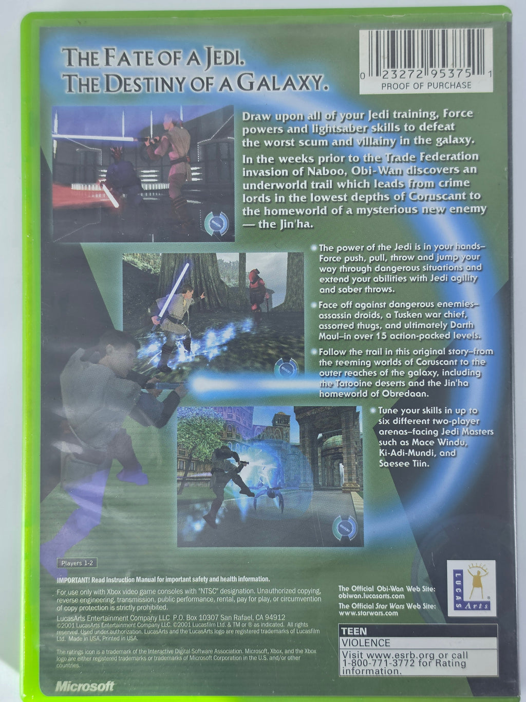 Star Wars Obi-Wan Xbox CIB Complete Case Manual Disc