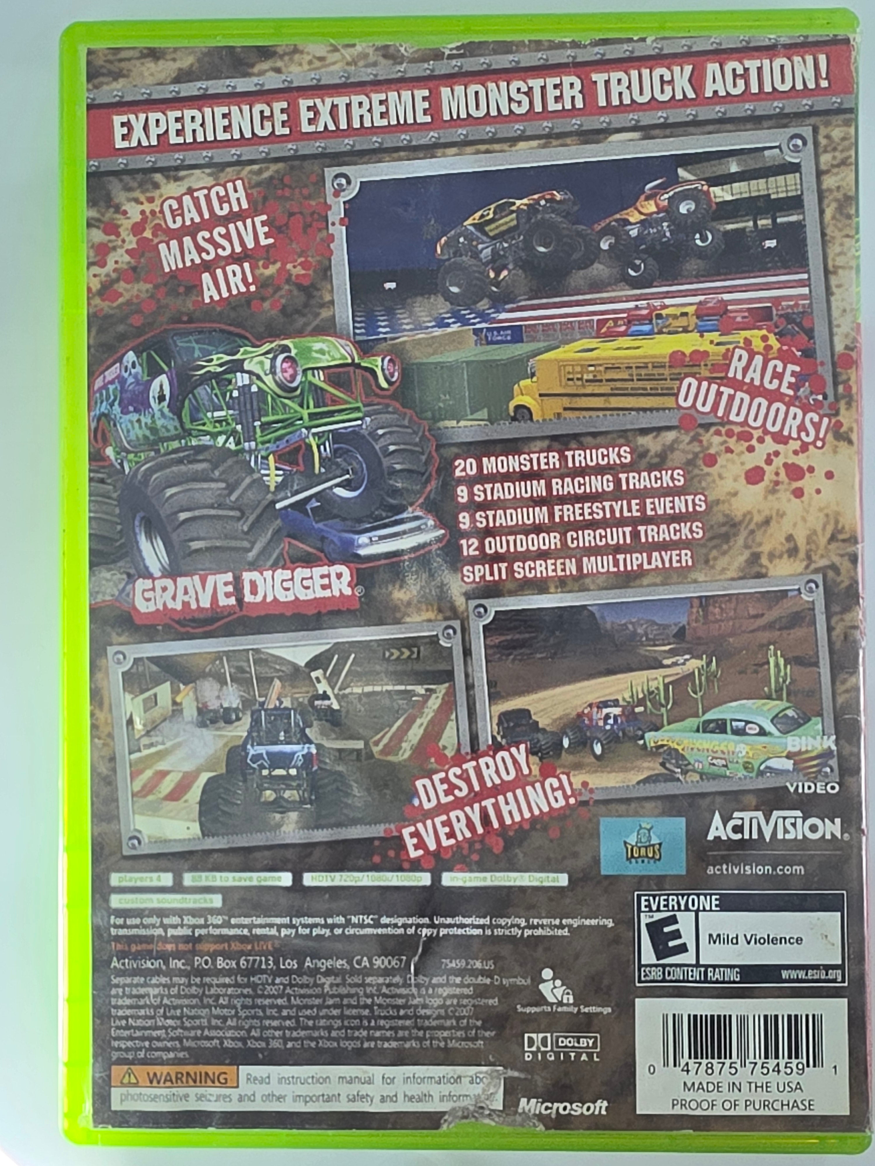 Monster Jam Xbox 360 Case and Disc Torn Art