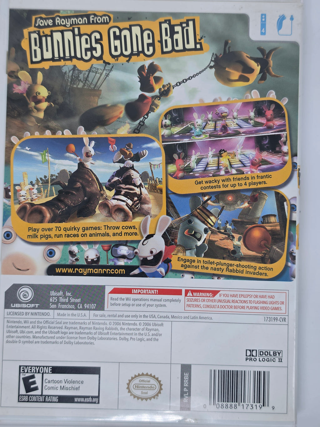 Rayman Raving Rabbids Nintendo Wii CIB Tested Working