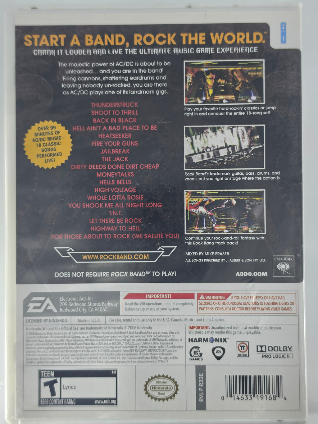 AC/DC Live Rock Band Track Pack Wii CIB Music Game