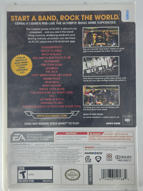 AC/DC Live Rock Band Track Pack Wii CIB Music Game