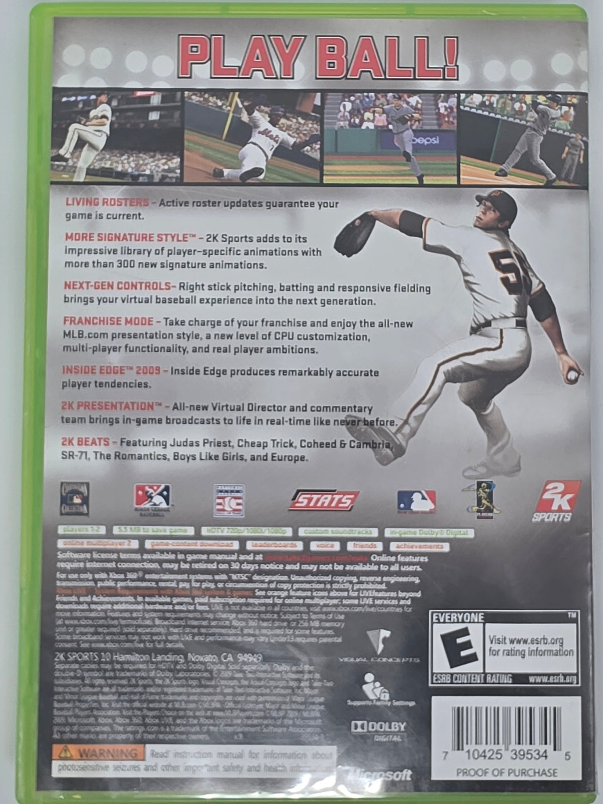 Major League Baseball 2K9 Xbox 360 CIB Tested Working