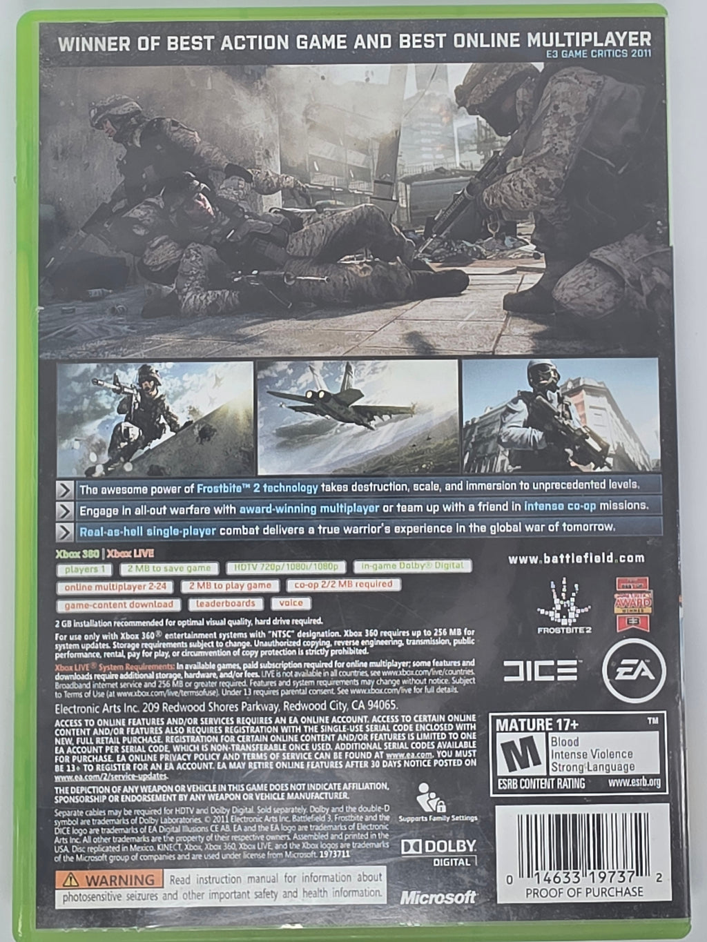Battlefield 3 Xbox 360 CIB Tested Working
