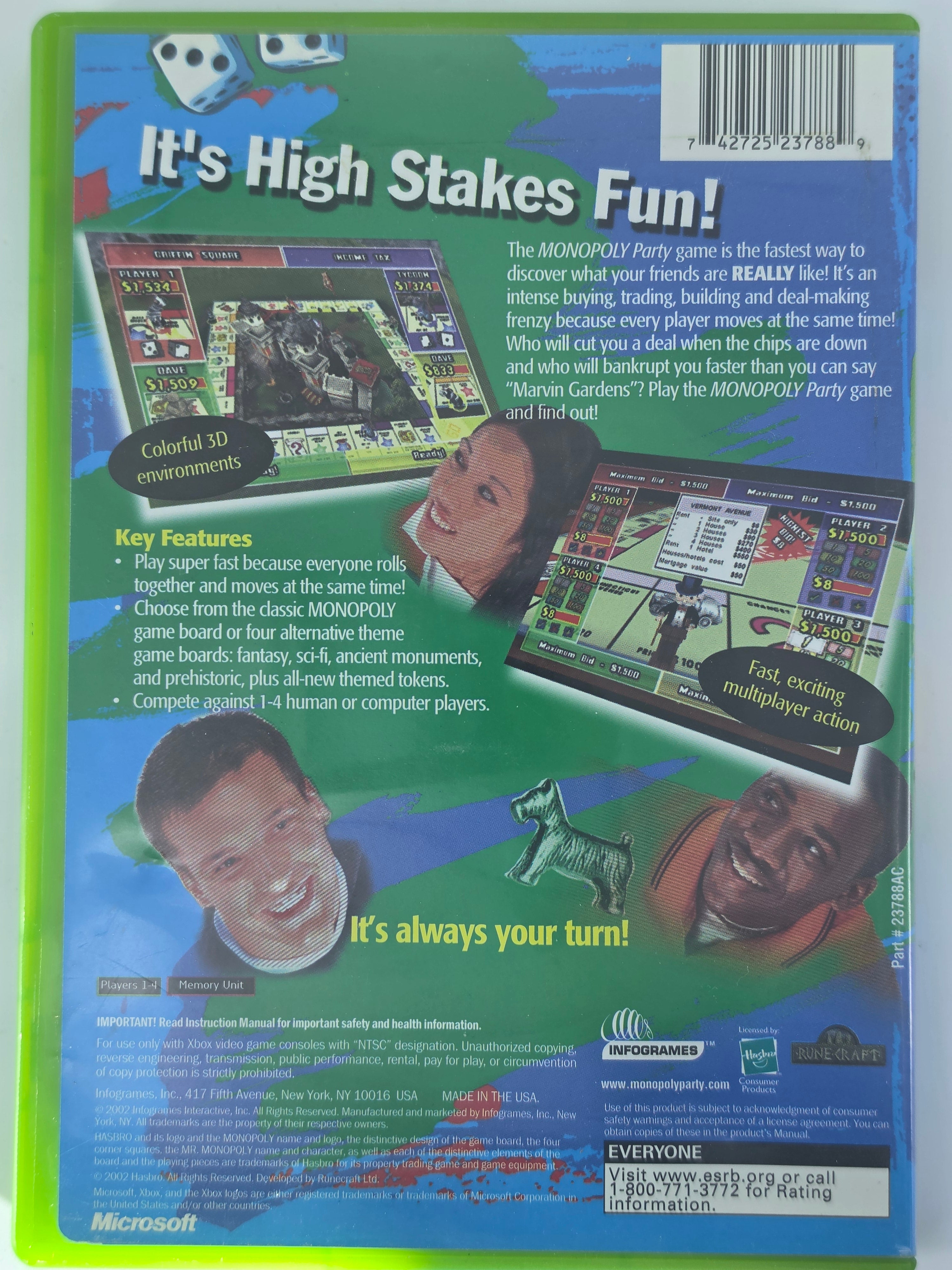 Monopoly Party Xbox CIB Complete Original Case Manual Disc