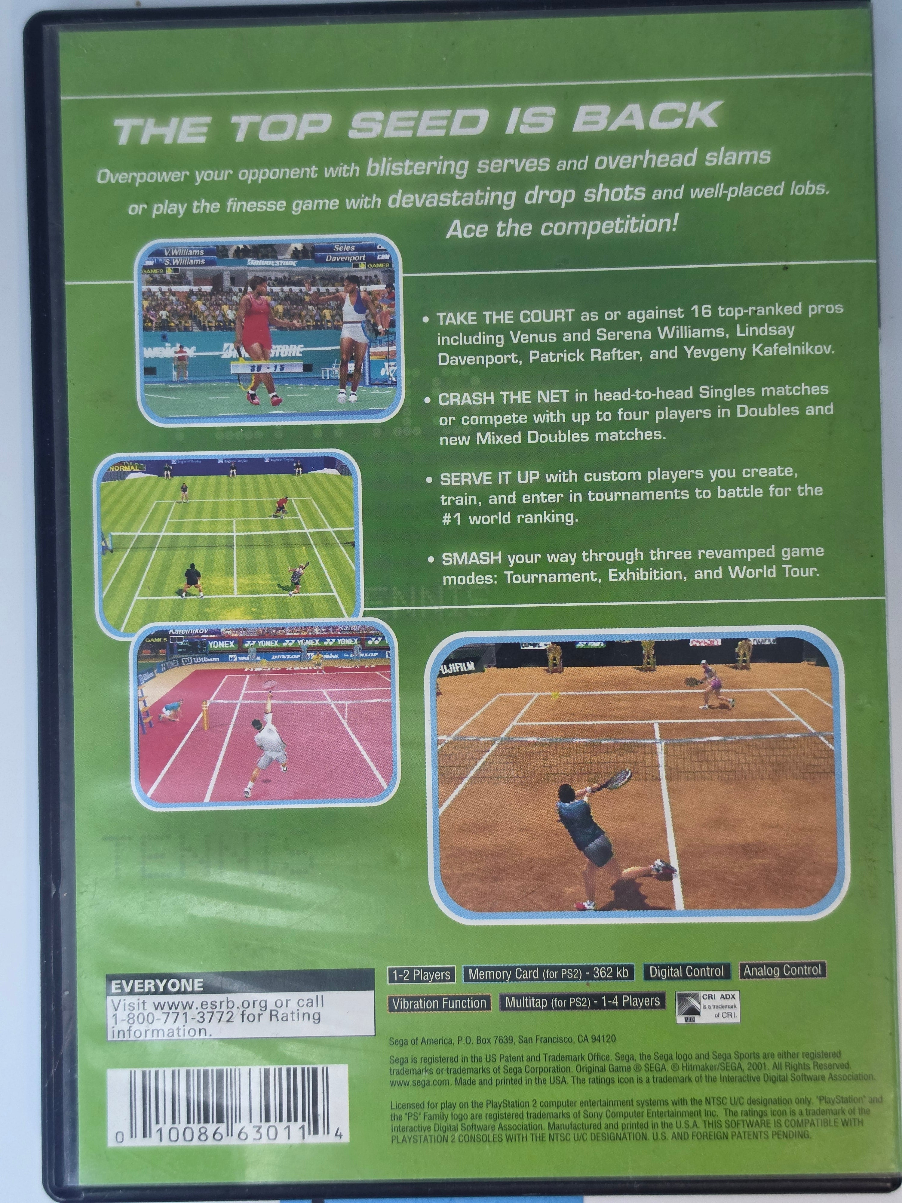 Sega Sports Tennis PS2 Box + Game CIB PlayStation 2 Tennis Game