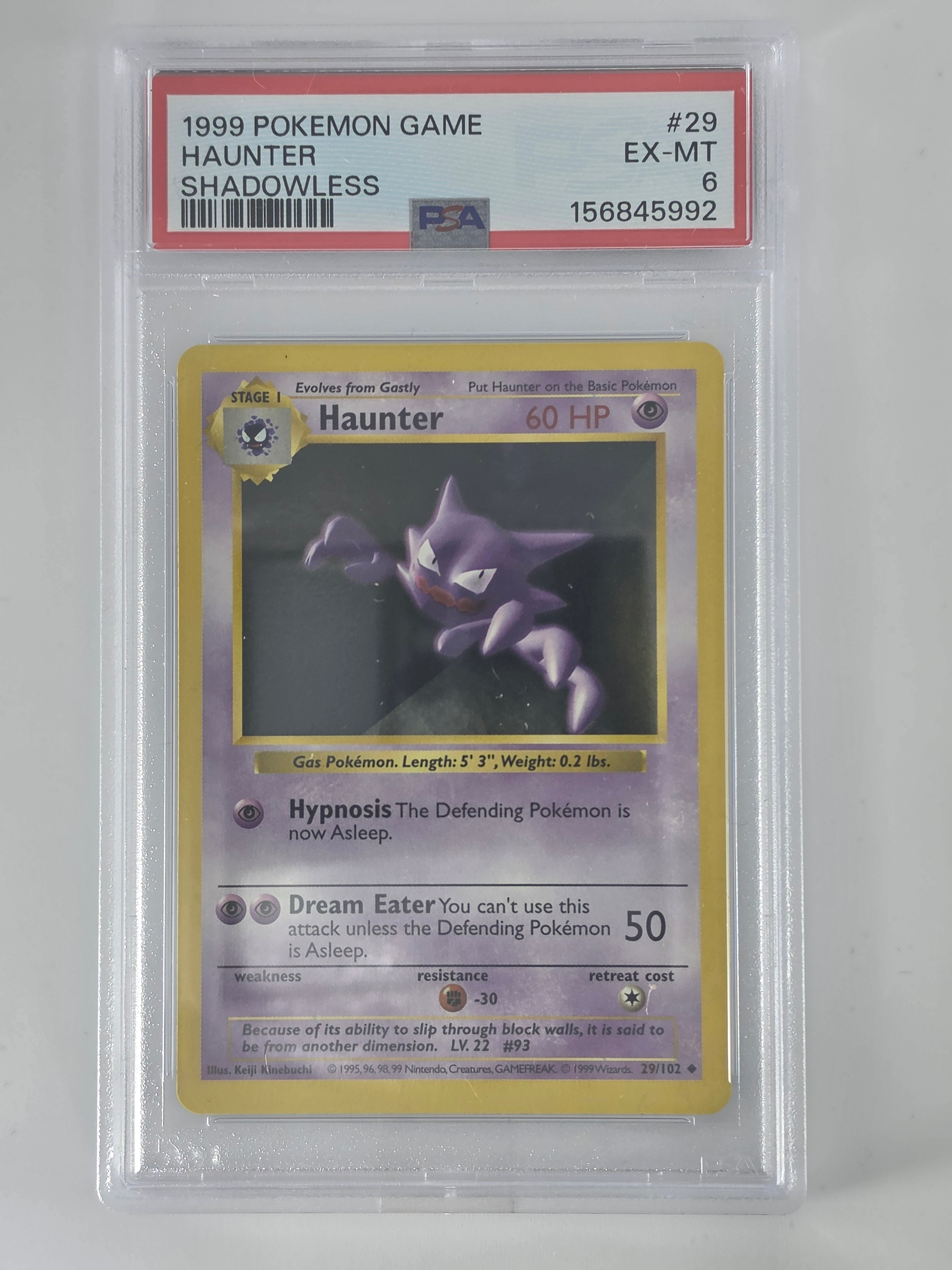 1999 Pokemon Haunter Shadowless #29 PSA 6 EX-MT Card