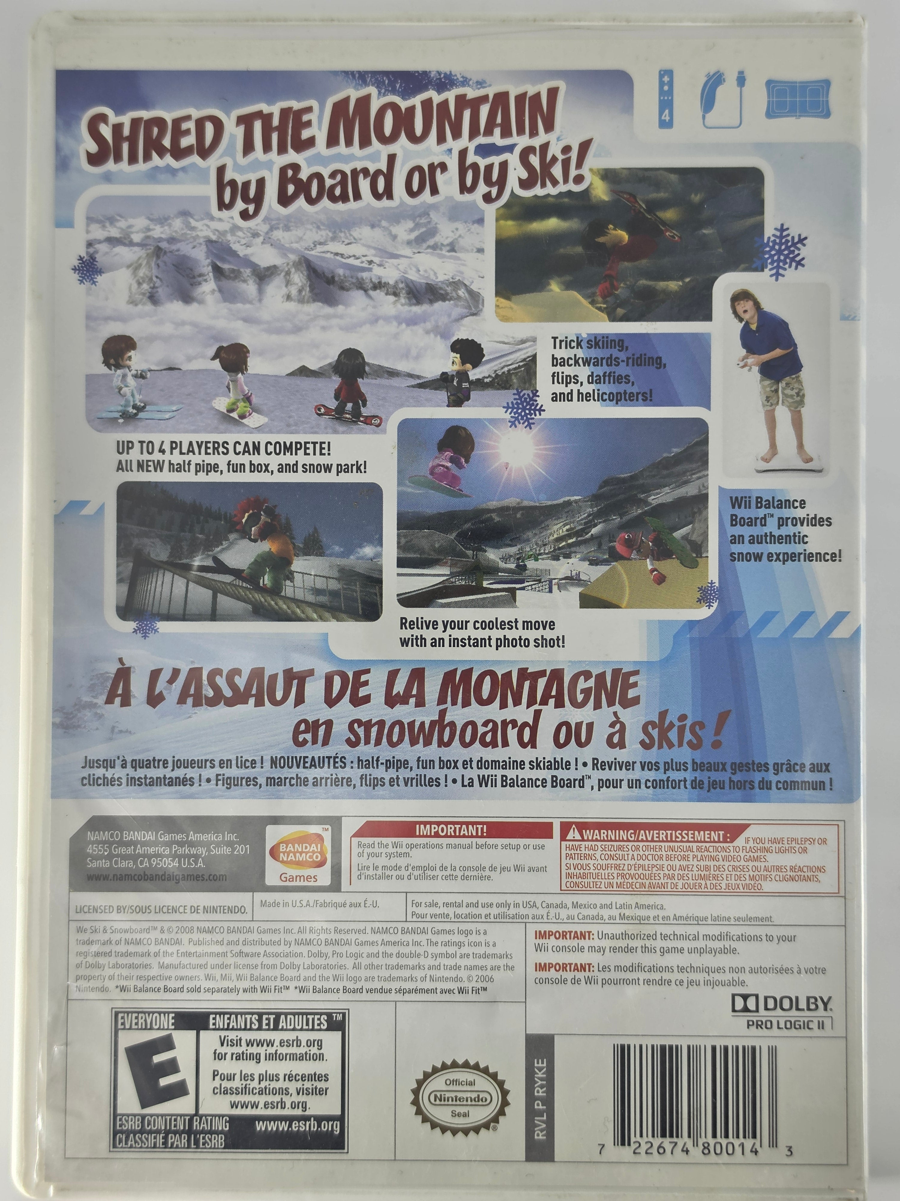 We Ski & Snowboard Wii CIB Complete with Manual and Case
