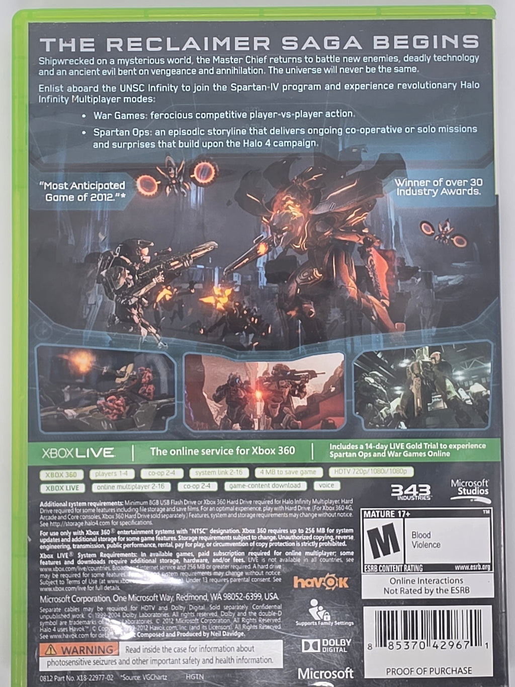Halo 4 Xbox 360 CIB Tested Working