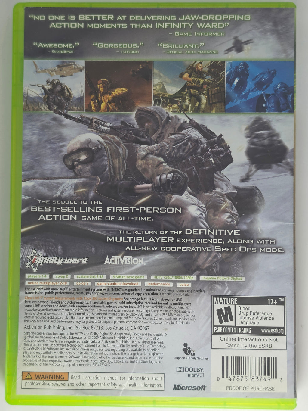 Call of Duty Modern Warfare 2 Xbox 360 CIB Complete Case Manual Disc